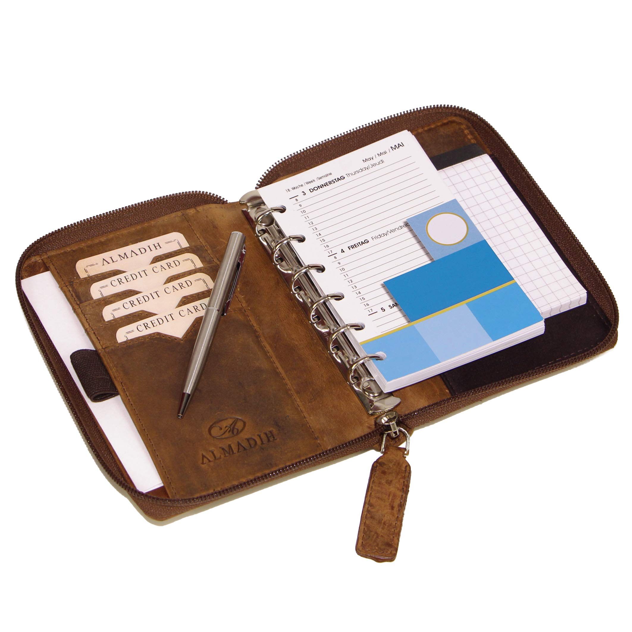 POCHETTE PLASTIQUE,style 2 Black--Classeur Rechargeable En Cuir PU A6, Avec 6 Anneaux, Avec