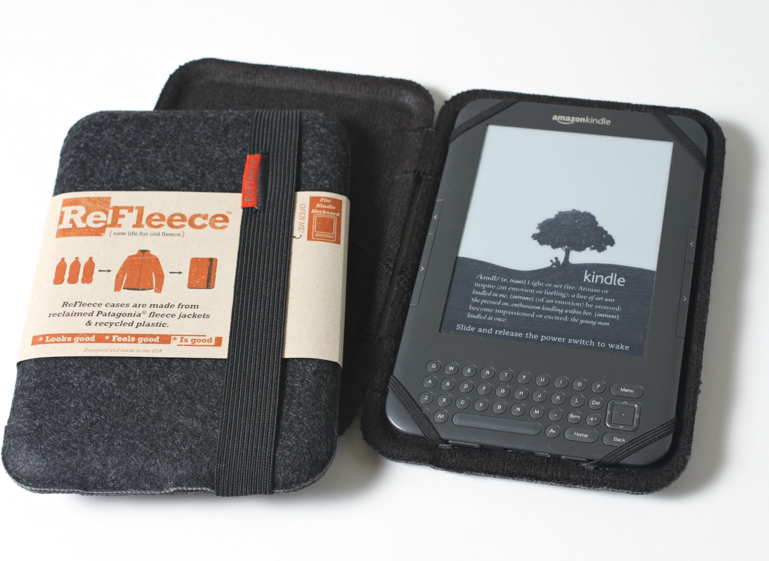 ReFleece Upcycled, Felted Case for E-Readers, Black Interior