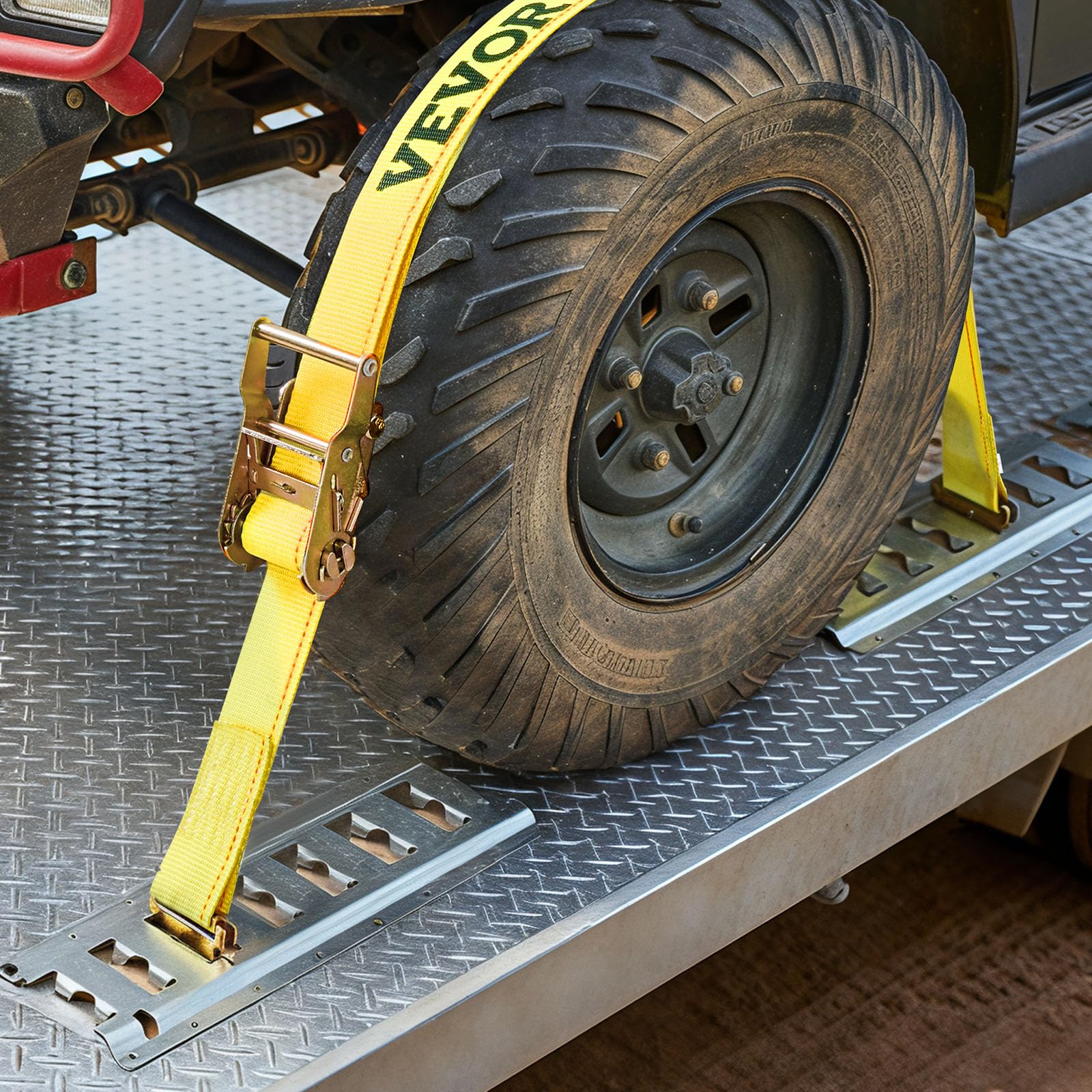 VEVOR Correas de Amarre con Trinquete E-Track 4,57 m x 5 cm Correas de Pista E 8 Piezas Cinturón de Poliéster y Trinquete de Acero Amarre de E-Track para Motocicletas Portaequipajes Camiones Remolques
