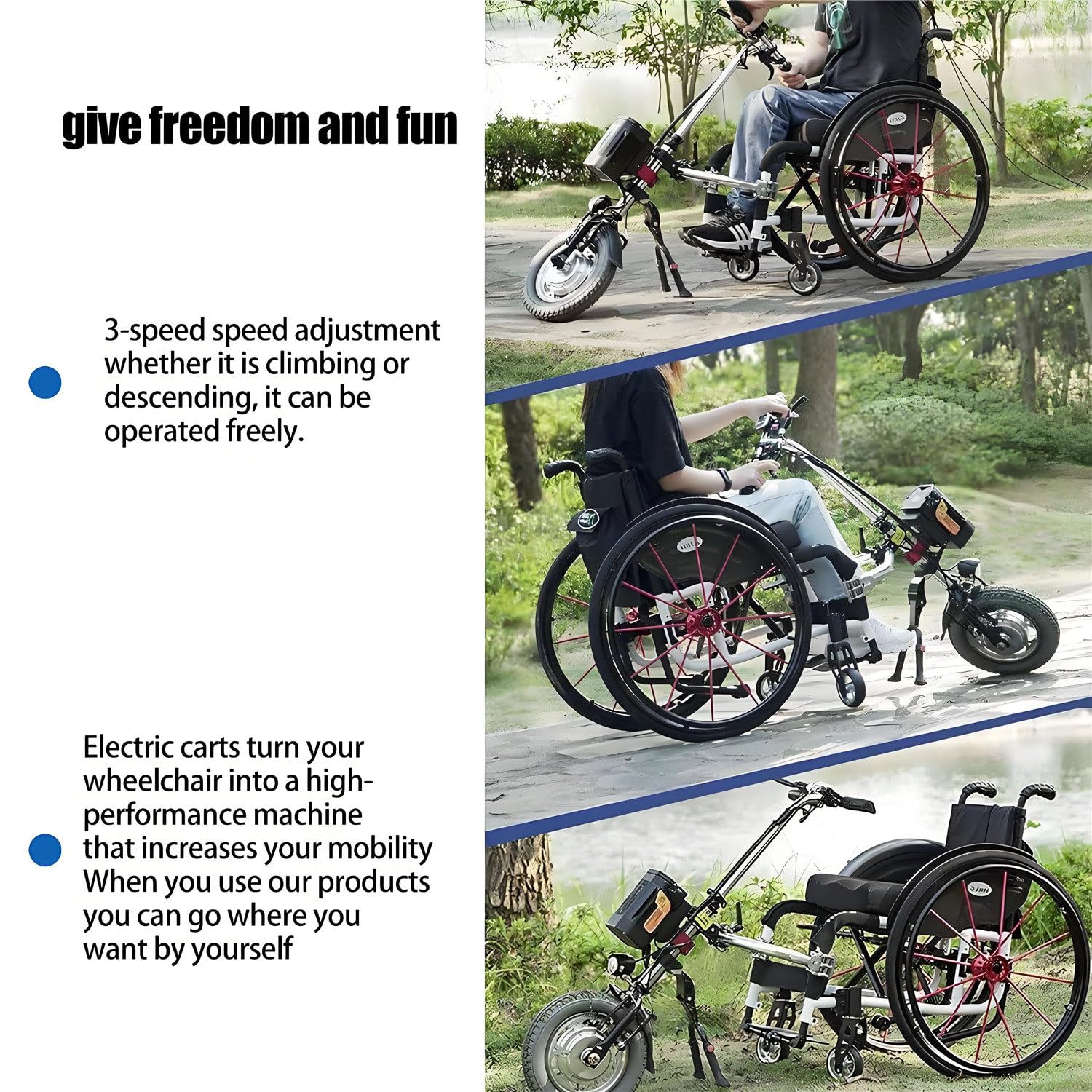 Accesorio eléctrico para silla de ruedas, motor de 500 W, 3 velocidades ajustables, mejora la movilidad para sillas de ruedas