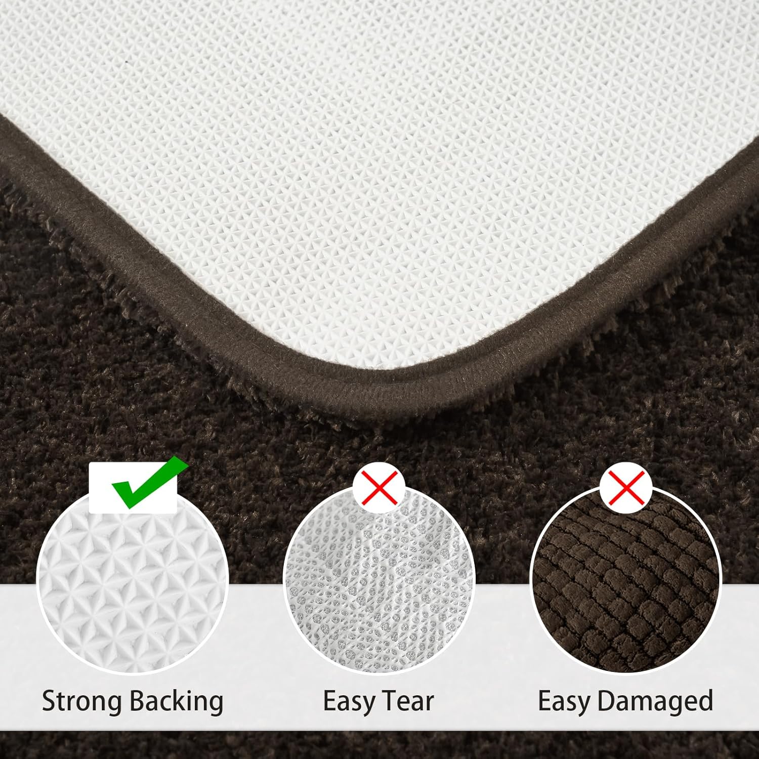 LOCHAS Bathroom Rug Set Brown, Soft Bath Rug Set 2 Piece, Toilet Mat U-Shaped 20x20 and 34x20 Bath Rugs, Quickly Dry Mats for Bathroom, Tub, Washable, Super Absorbent Floor Mat - Image 3