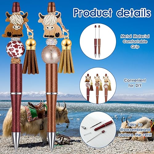 Miniatura 3 de Tinlade 12 bolígrafos con cuentas a granel con 50 bolígrafos de cuentas de colores surtidos, kit de fabricación de bricolaje, bolígrafo multicolor,