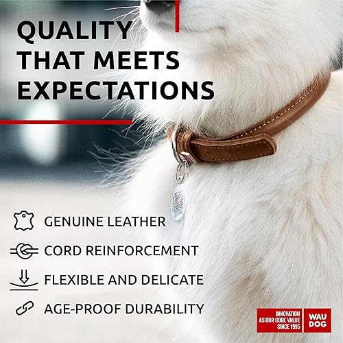 Miniatura 3 de WAUDOG Collar de cuero enrollado ultrasuave para perros pequeños, collares acolchados suaves para perros medianos, collares de cachorros para perros