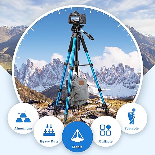 Miniatura 2 de Trípode para cámara, trípode de 72 pulgadas para soporte de cámara, trípode de aluminio resistente para video foto, trípode de cámara de viaje 5 en