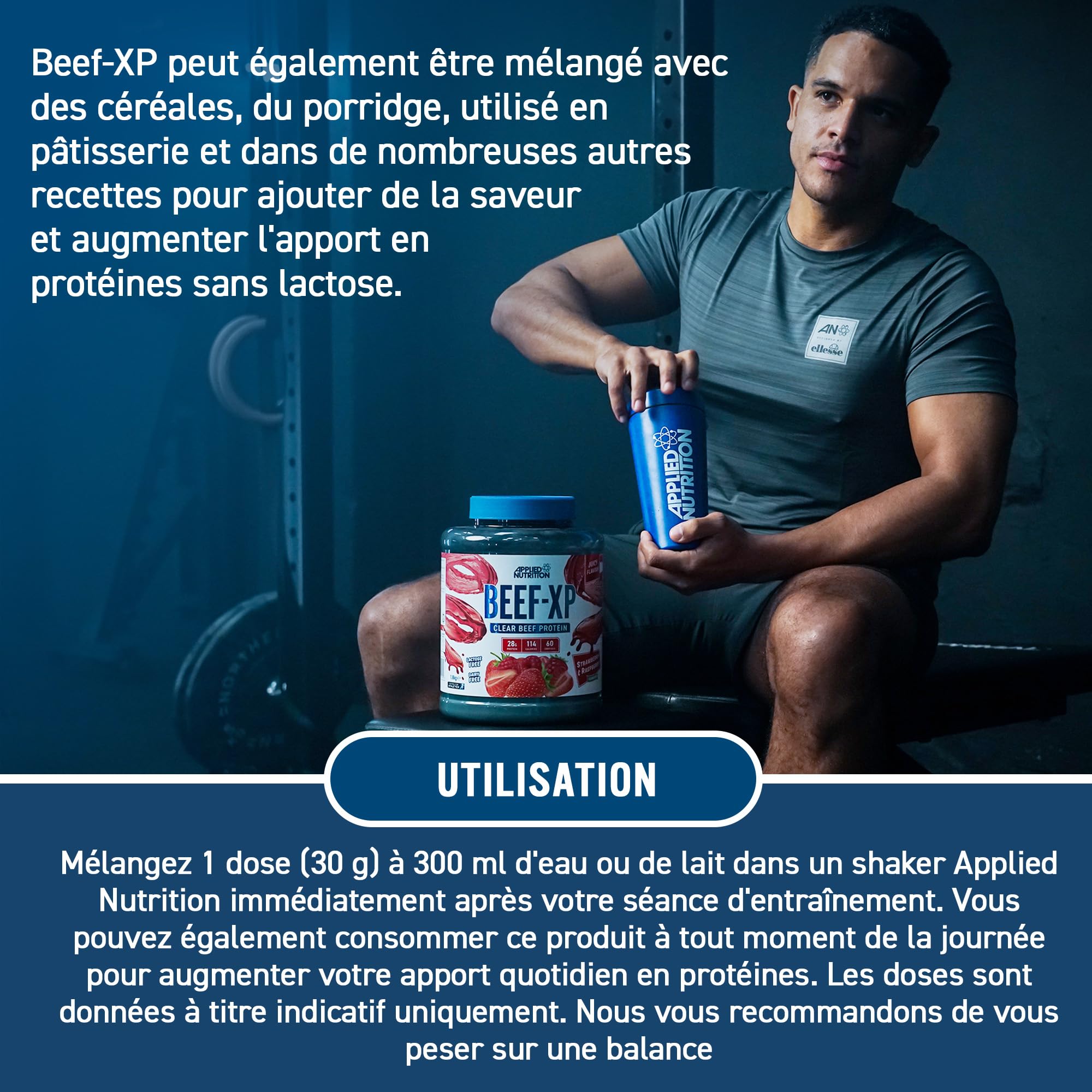 Applied Nutrition Bœuf XP Isolat de Protéines de Bœuf Hydrolysées, Poudre de Protéines de Bœuf, Boisson Protéinée sans Produits Laitiers, sans Lactose, sans Sucre, 60 Portions (1.8Kg, Mixed Berry)