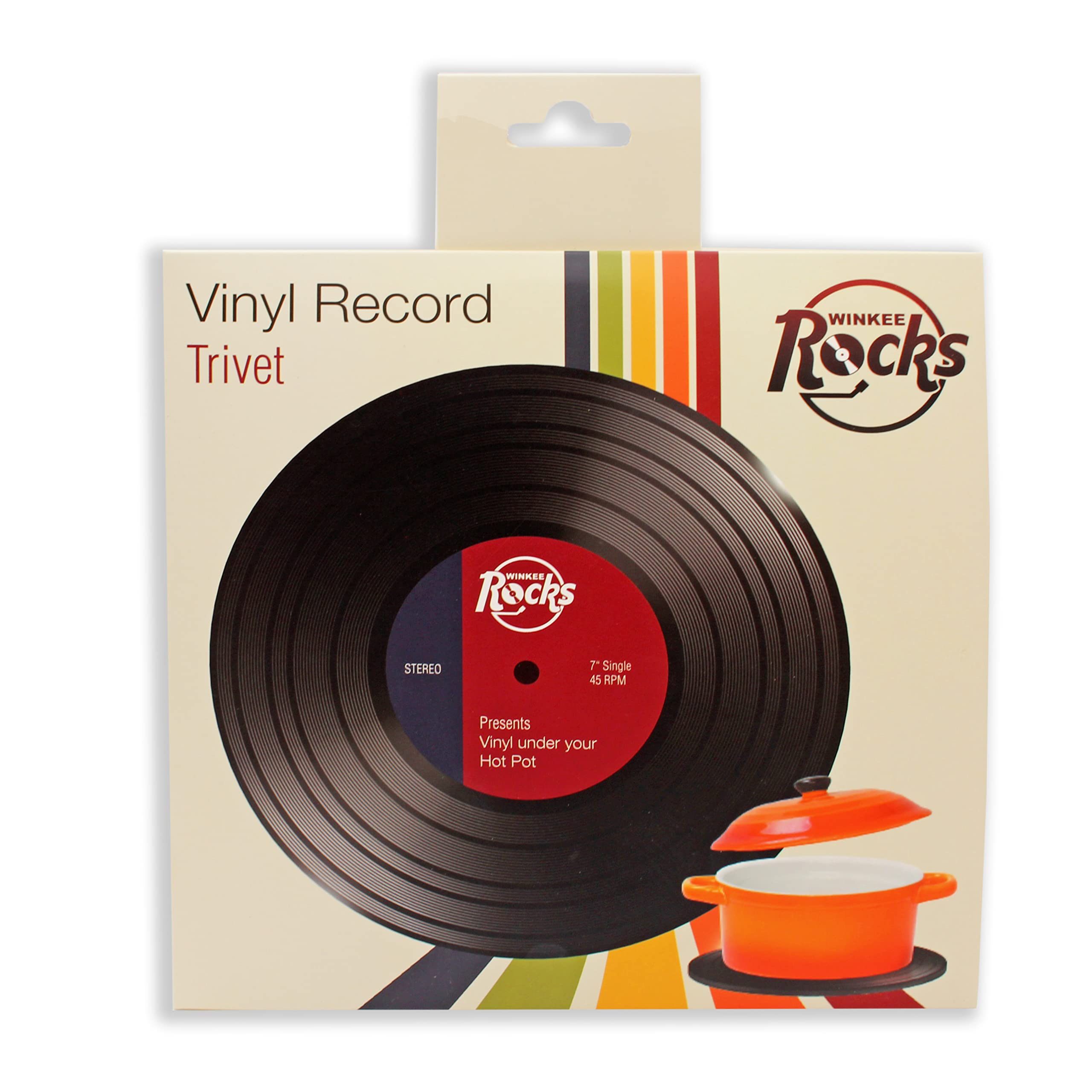 Dessous De Plat Silicone En Forme De Vinyle - 15 Cm, Noir - Résiste à 250°C - Cadeau Original Pour Cuisine Et Musique