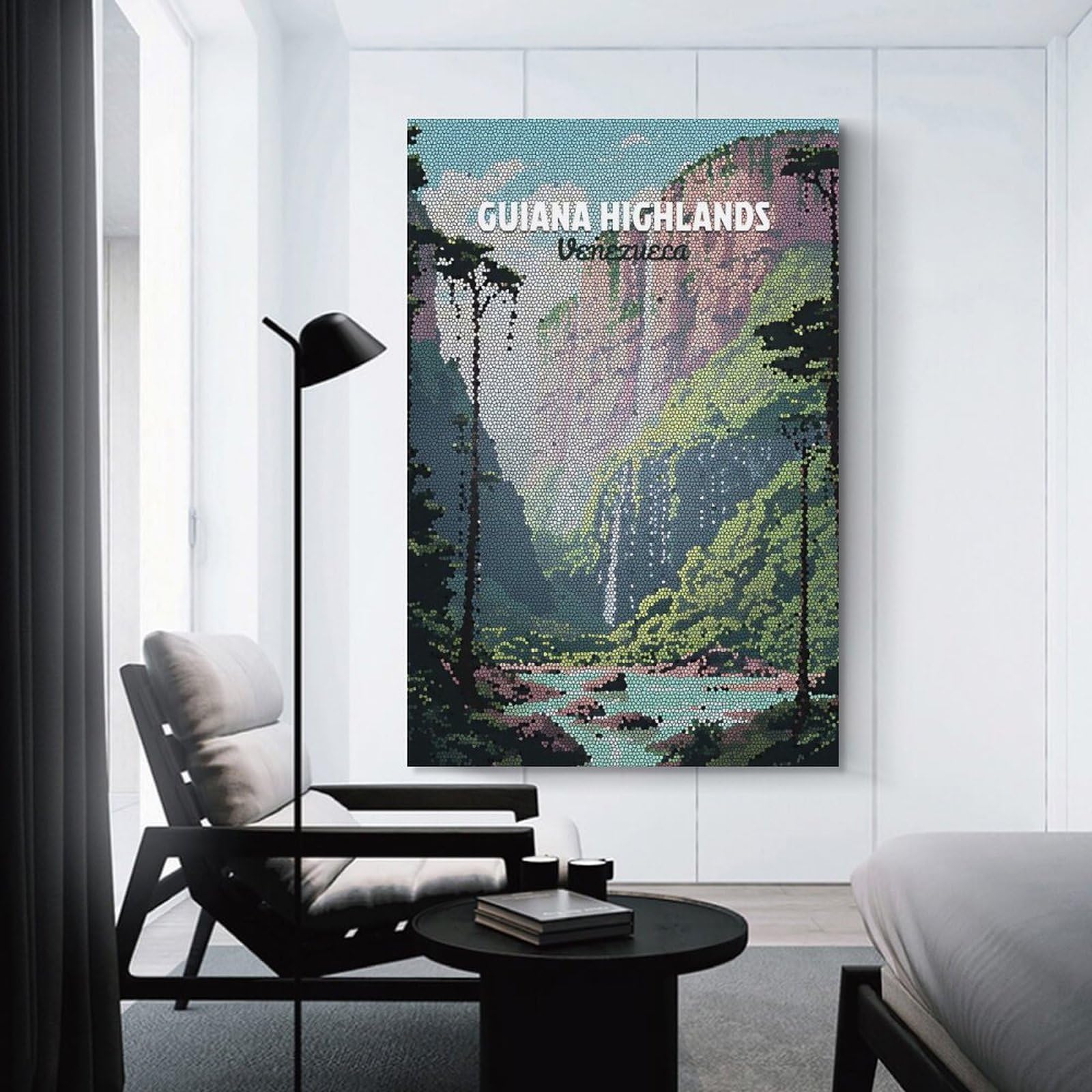 Junmoney Guiana Highlands Venezuela Mosaic Landscape Hanging Wall Art, 20x30inch(50x75cm), for Home Walls, Creative Rooms Or Shared Spaces, A Flexible Wall Accent for Shared Spaces