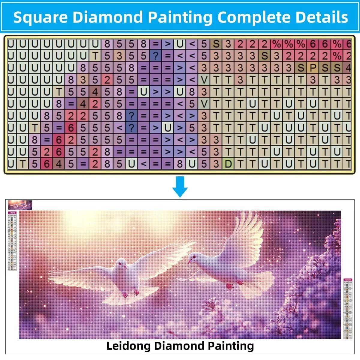 5D DIY zestaw do malowania diamentami, gołębi, obraz z krajobrazu diamentowy dla dorosłych duży 70 x 140 cm, DIY mozaika haft ścieg krzyżykowy zestaw do malowania diamentami, obraz dziecięcy do
