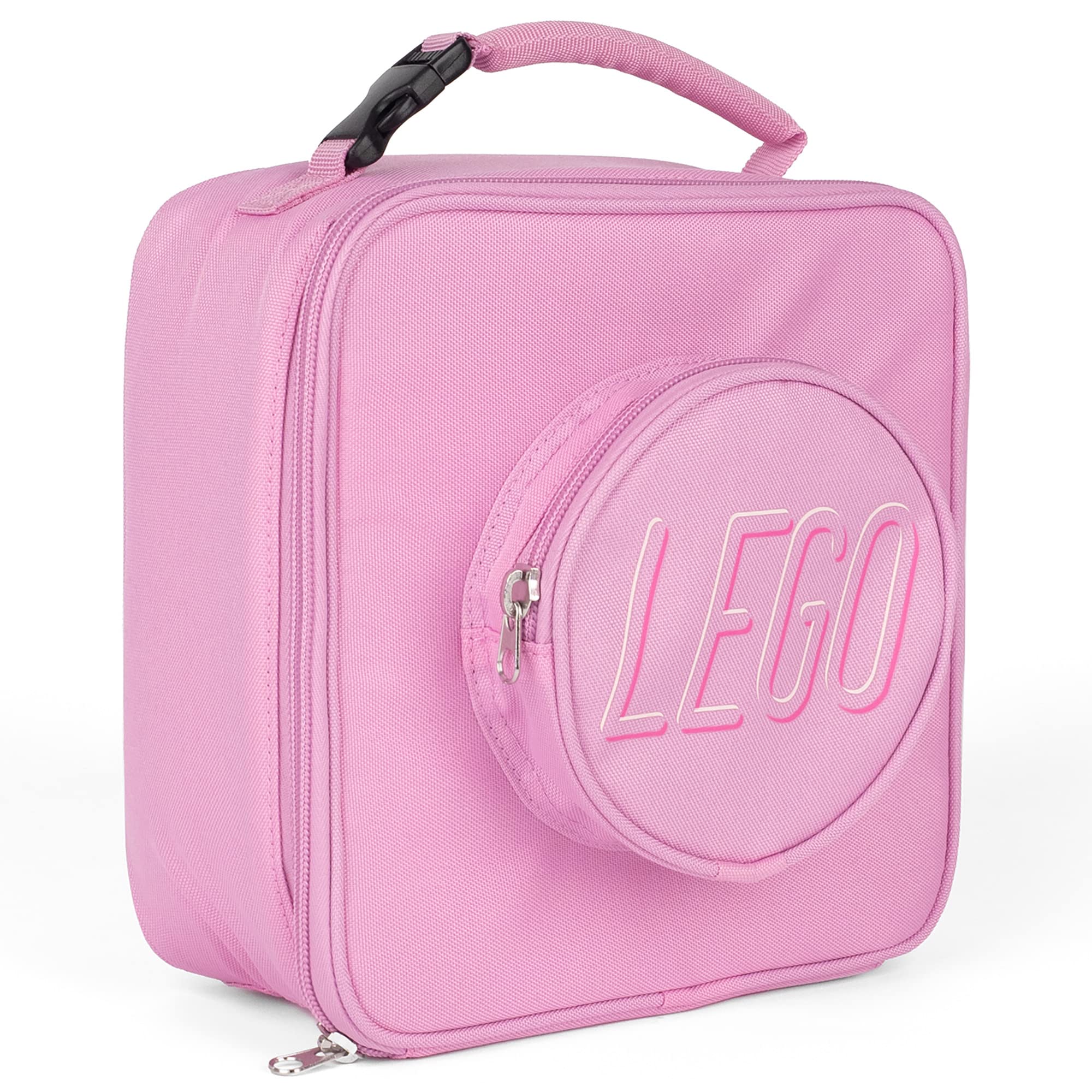 Lunch Bag, Durable and Insulated, with Mesh Pouch and Zip Compartment, Perfect for On-the-Go Meals, Light Pink