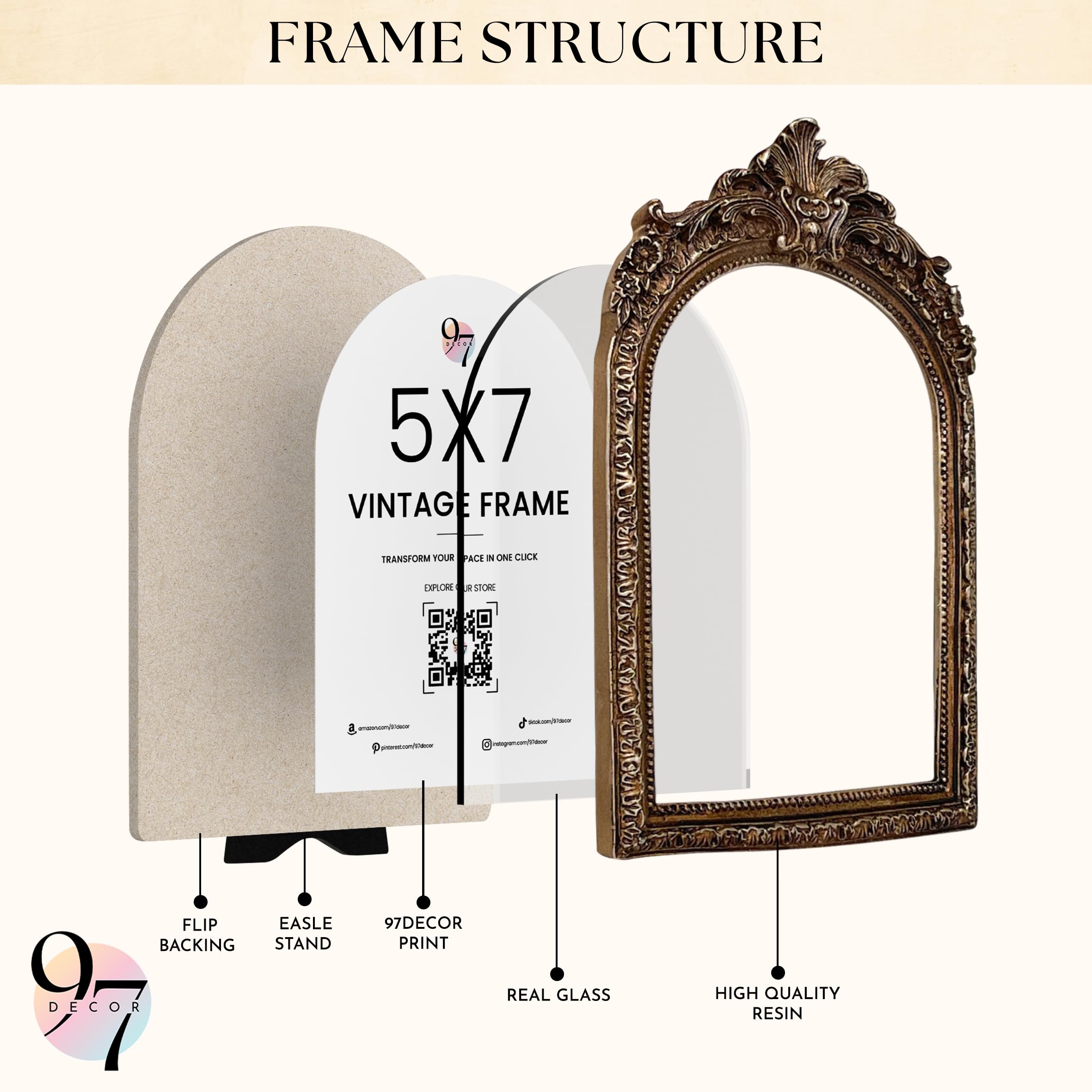 Amazon.com: 97 Decor Vintage Picture Frame 5x7 - Victorian Ornate