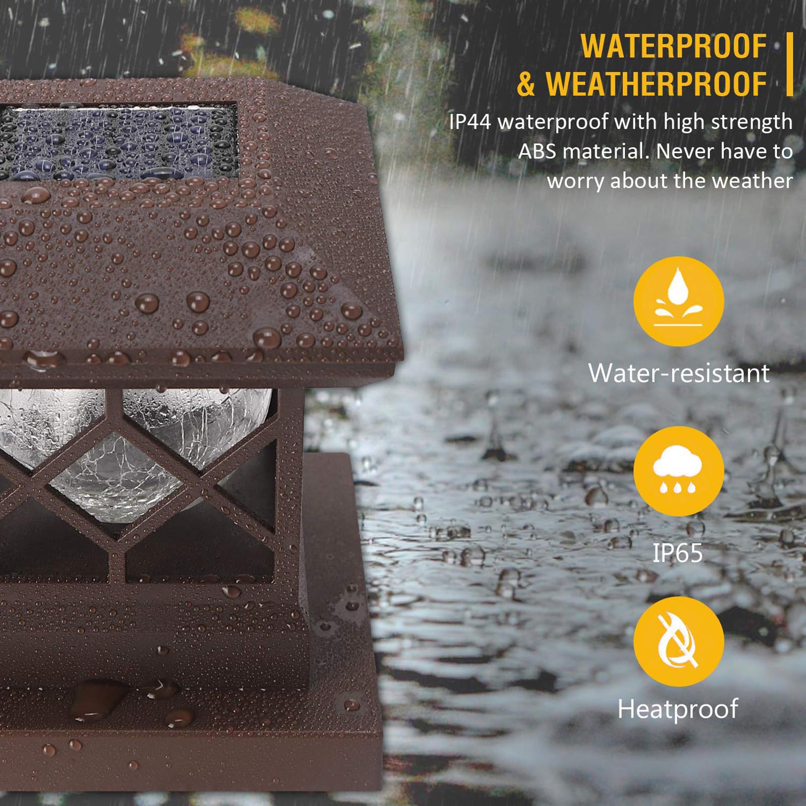 TWINSLUXES Solar Fence Post Cap Lights – Warm & Cool White Modes, Fits 3.5x3.5 / 4x4 / 5x5 Posts, Brown Finish, Outdoor Deck & Garden Lighting