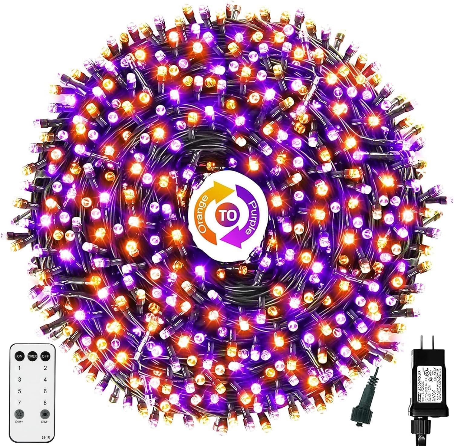 Halloween String Lights End-to-End Plug 8 Modes Timer Remote 108FT 300 LED IP65 Outdoor Waterproof UL Certificated Indoor Fairy Lights Garden Christma Trees Parties Decoration Purple- Orange Halloween String Lights End-to-End Plug 8 Modes Timer Remote 108FT 300 LED IP65 Outdoor Waterproof UL Certificated Indoor Fairy Lights Garden Christma Trees Parties Decoration Purple- Orange