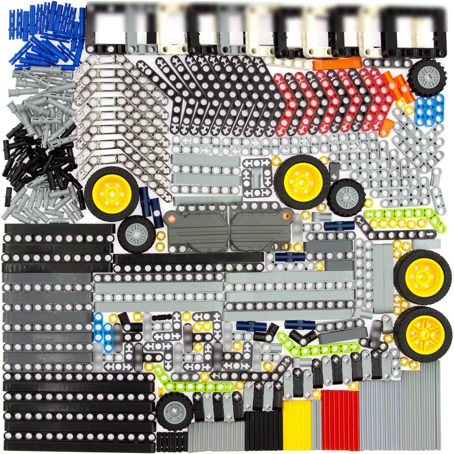 415pcs Beam-Frame-Axles-Pins-Wheel-Rebound-Motor, Compatible with Technic-Parts, for STEM-MOC-EV3-Project-Track-Car-Bulk- Blocks (Random Color)