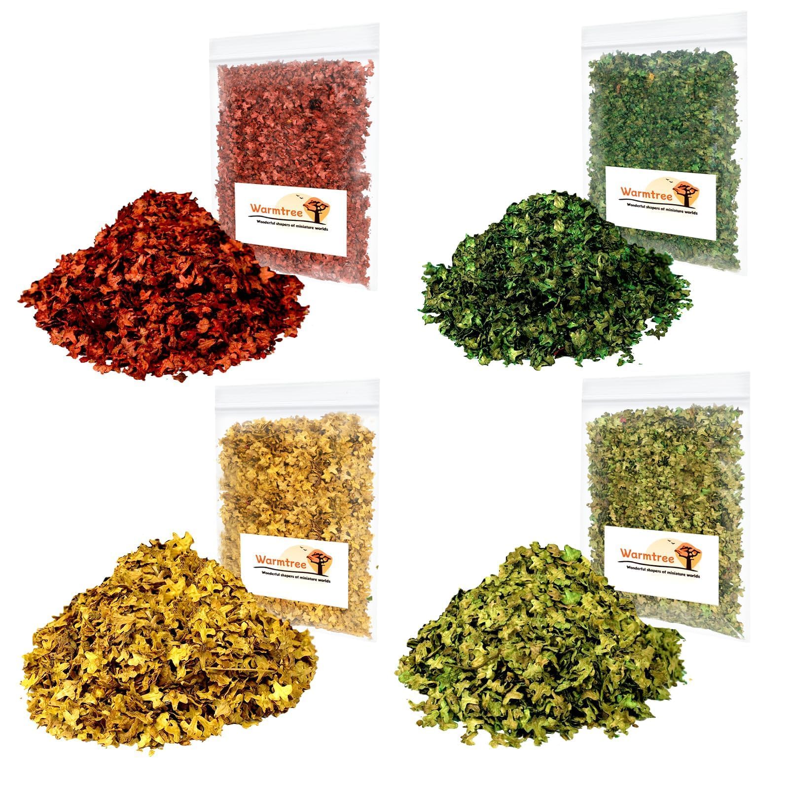 Warmtree 4 Pack Miniature Leave Realistic Miniature Leaves Simulation Leaves for DIY Model Railway Fairy Garden Diorama Supplies Village Accessories