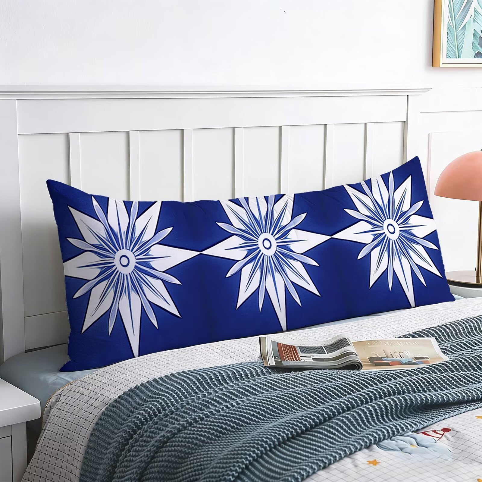 Federe Cuscini Divano Lungo 60 x 160 cm in Velluto Morbido, Blu Cuscini per Divano con Cerniera a Scomparsa, Decorativo Federa per Cuscino Grande per Soggiorno Camera da Letto, Astratto 1 Pezzo f0-294