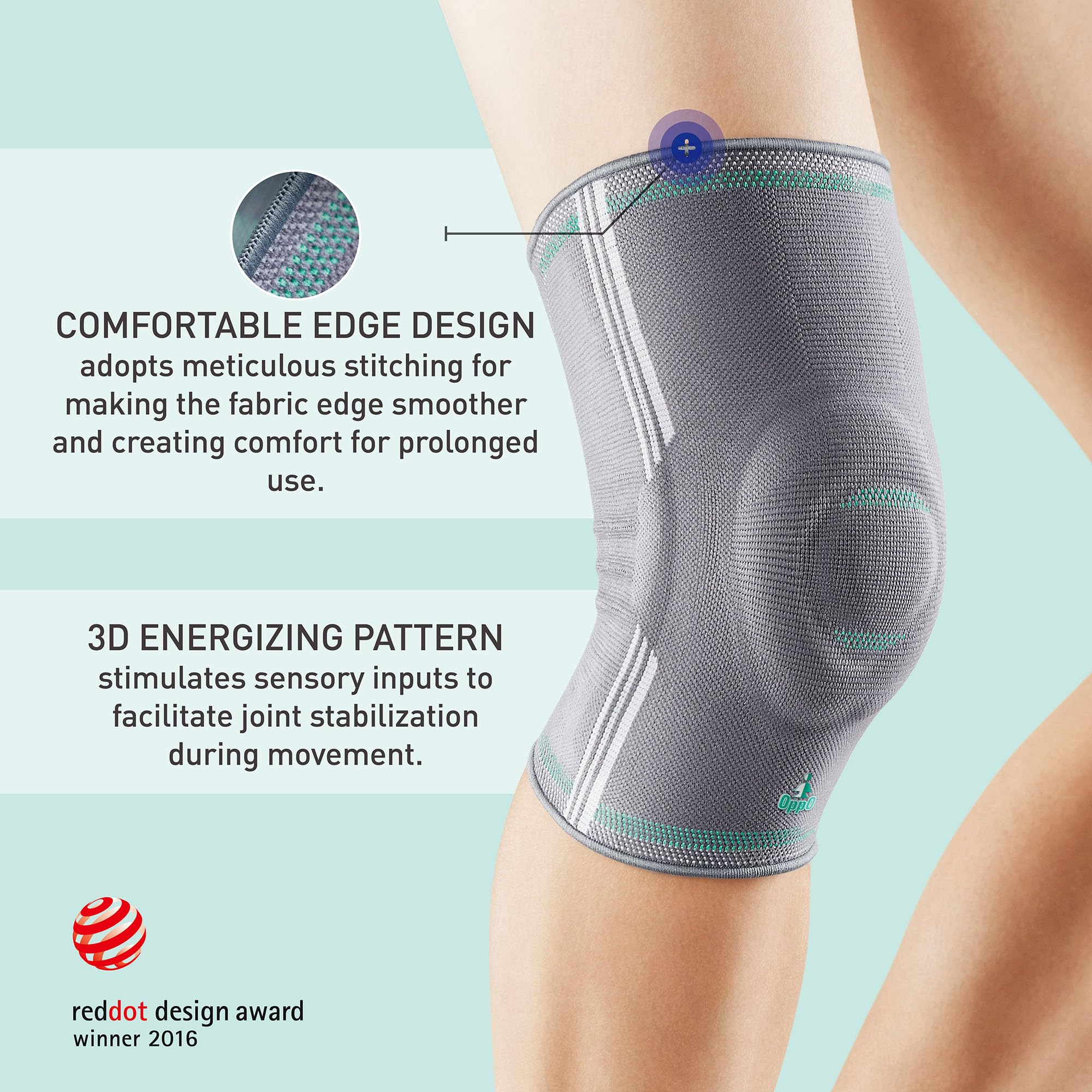 OPPO 2320 Compression Knee Sleeve with Patella Gel Pad & Side Stabilizers - Medical Knee Pad for Muscle Strain, MCL, LCL Sprains, Patellofemoral Joint Pain (Gray, Large)