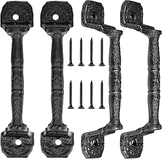 INIRET Sliding barn Door Handles，4 Packs 5.51" Cast Iron Handles,Black Vintage Metal Gate Pull Handle Fence Handle Antique Long Cabinet Handles for Outdoor,Garage,Closet,Interior,Drawer