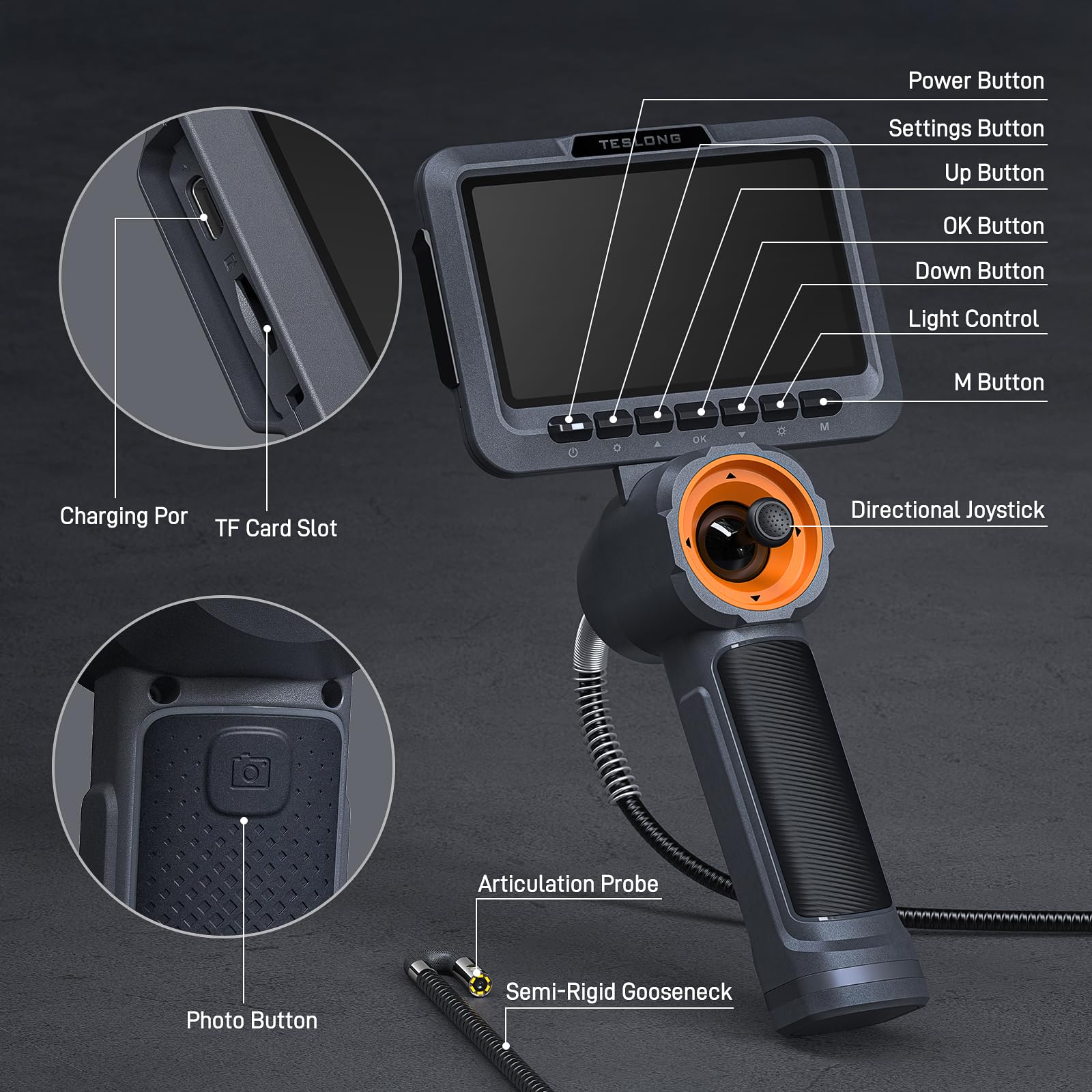 Teslong Dual Lens 4-Way Articulating Borescope for Wall Engine Inspection — Amazon image 8