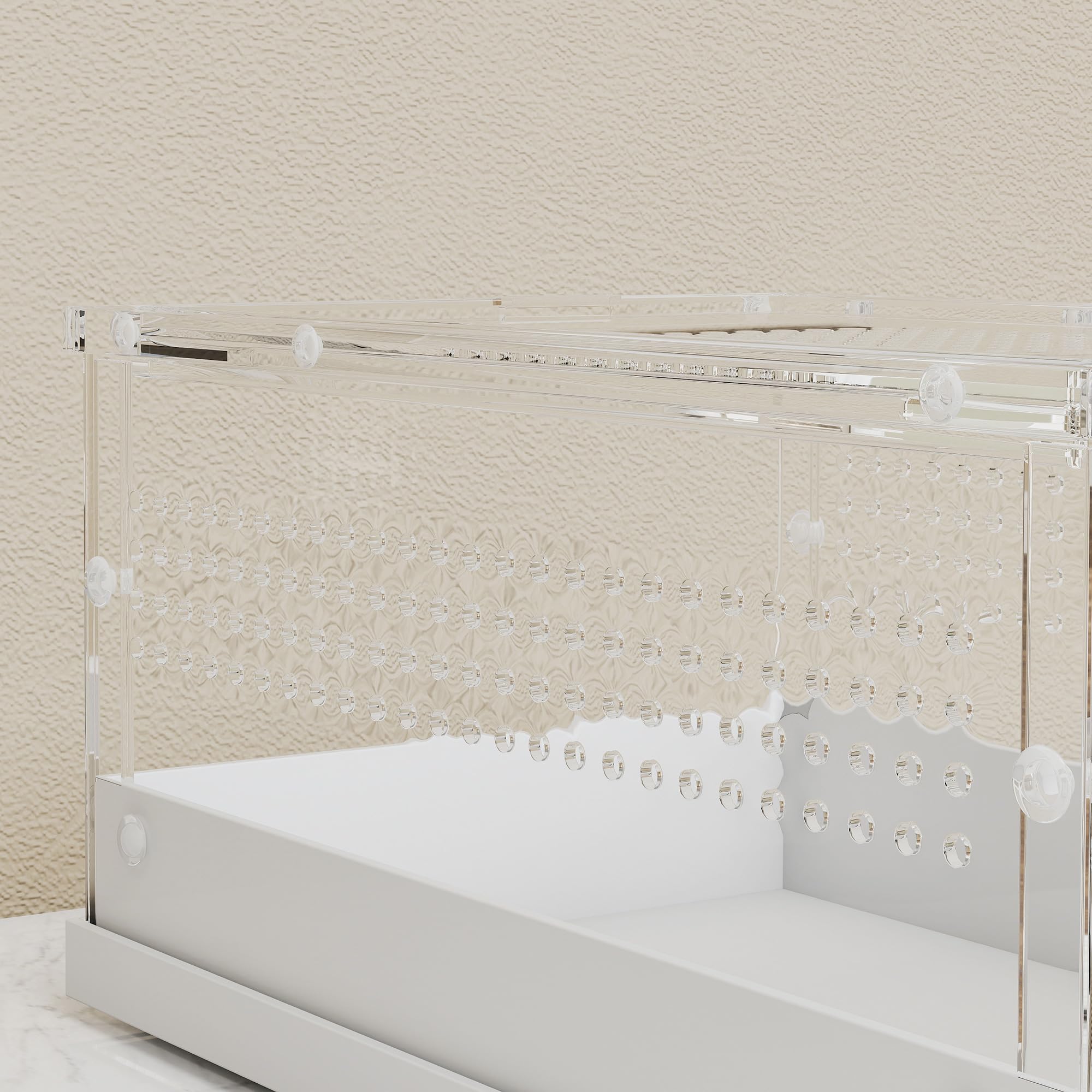 PawHut Terrario para reptiles, vivero de 30 x 20 x 15 cm con puerta corrediza superior, caja de cría de tanque de reptiles acrílico de 360° con rejillas de ventilación, para serpientes, ranas, arañas