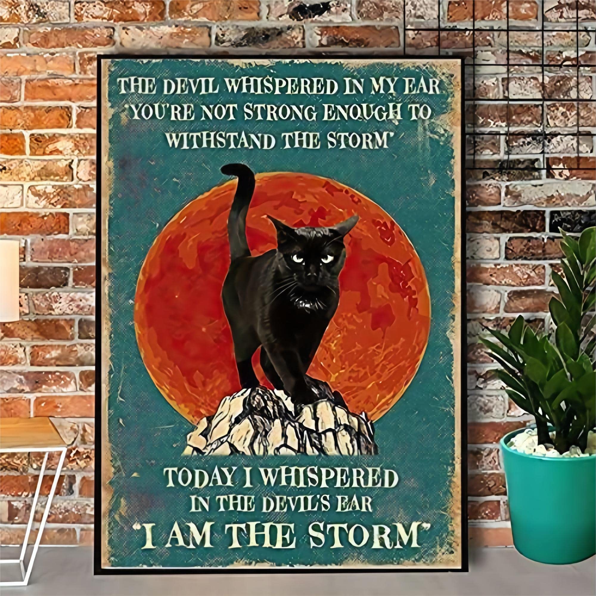 Aoevc Tin Sign 011 Tin Cute Sign Cat I Am The Storm Retro Metal Sign Bar Pub Bathroom Bedroom Wall Decoration Novelty Tin Cute Sign 16X12 Inch