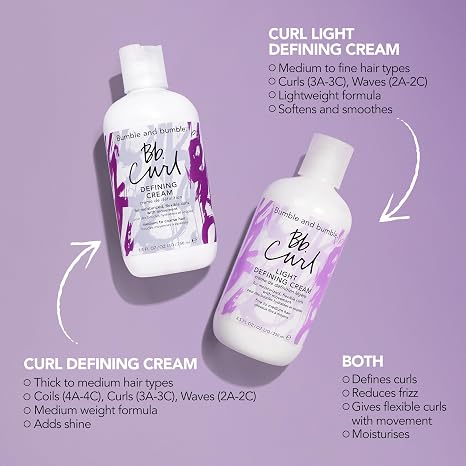 Bumble and bumble. Curl Defining Styling Cream | For Moisturized Flexible Curls | Frizz Control | Coily, Curly, Wavy | With Jojaba, Avocado + Coconut Oil | Standard Size