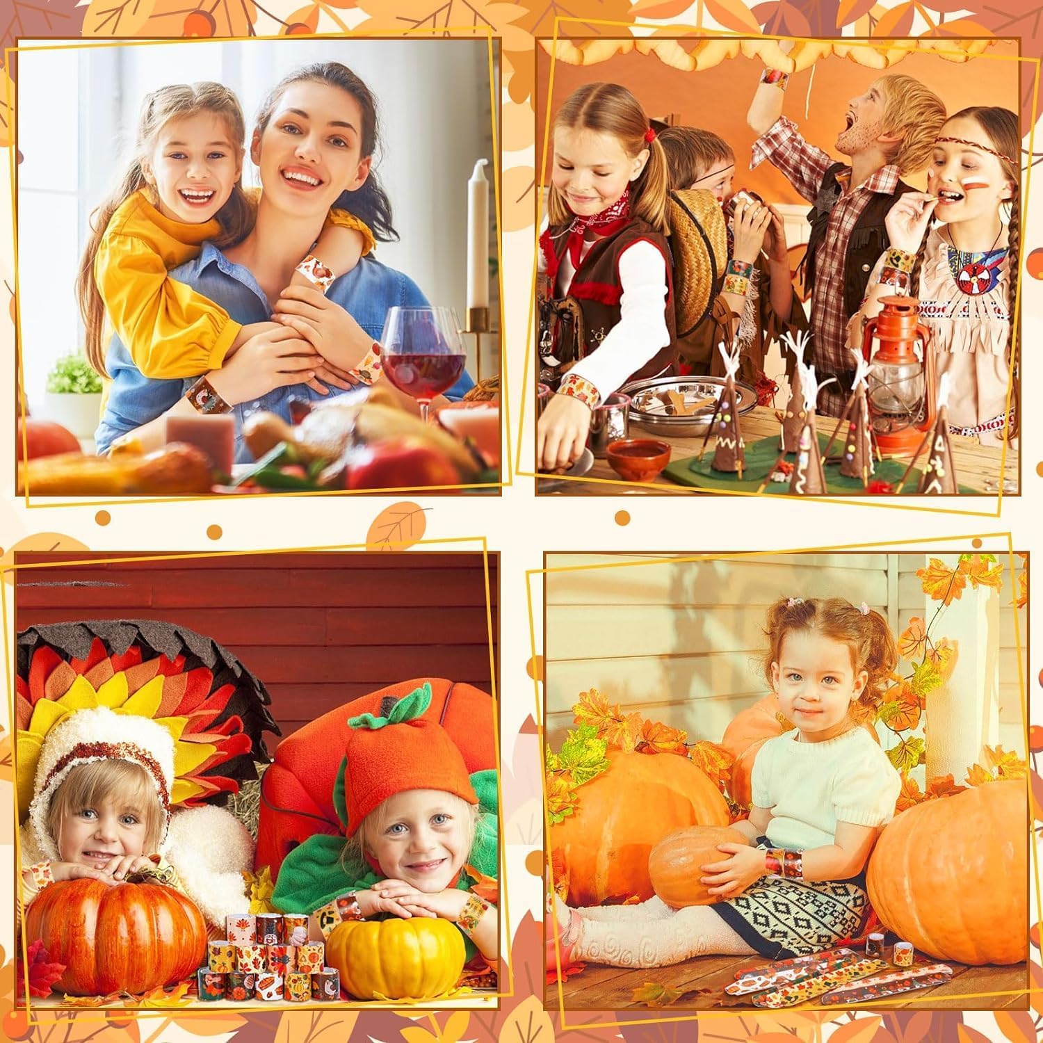 48 PCS Thanksgiving Slap Bracelets Kids Party Favors,Bulk Snap Bracelet Party Favors Supplies for kids&teens Gifts Teacher Classroom School Favors - Image 4