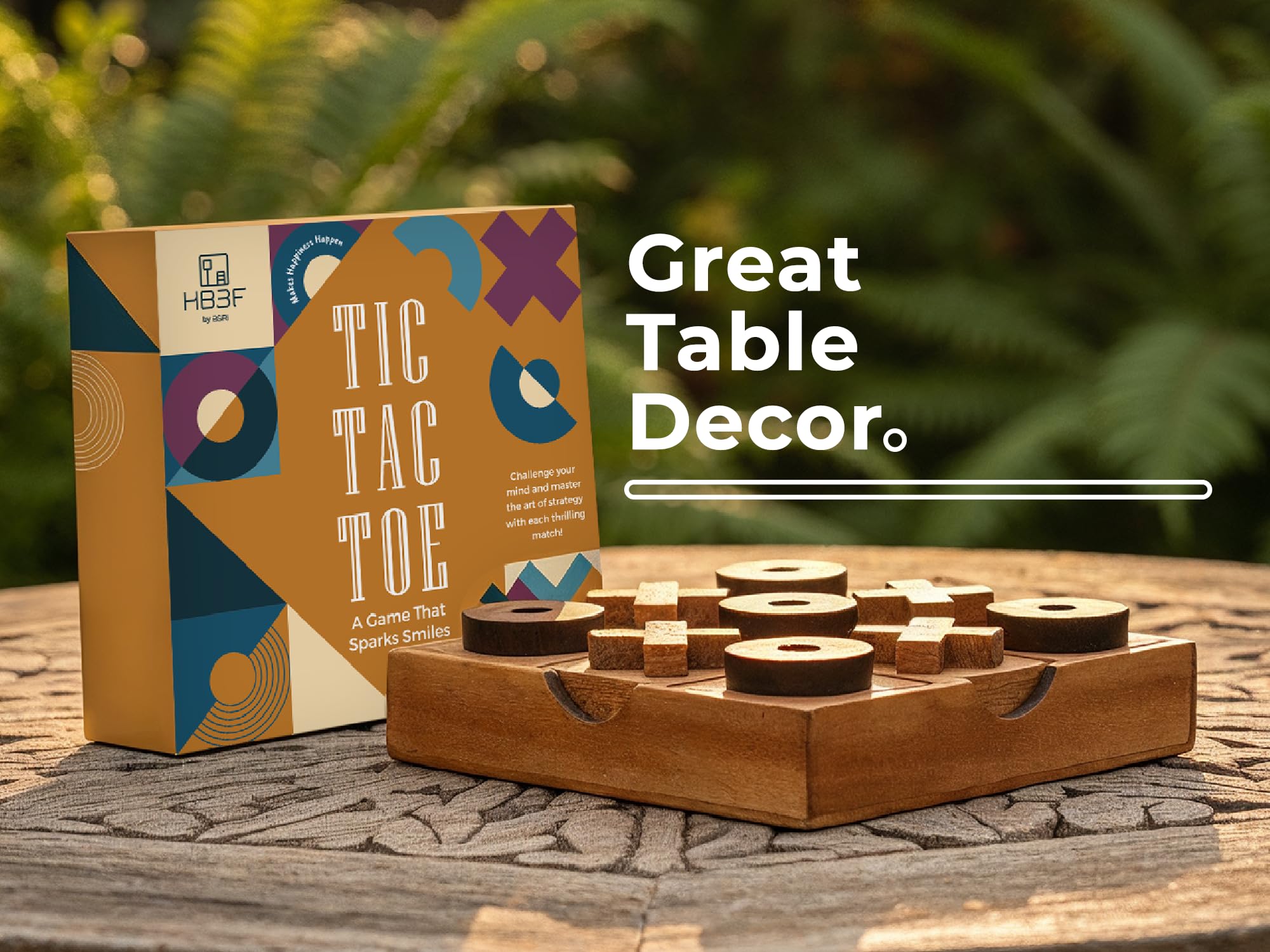 BSIRI Wooden Tic Tac Toe Game Coffee Tabletop XO Blocks Ideal for Family Living Room Games Night for Adults for Desk Decor and Unique Wood Gifts for All Occasions 5.5 Inch — Amazon image 6