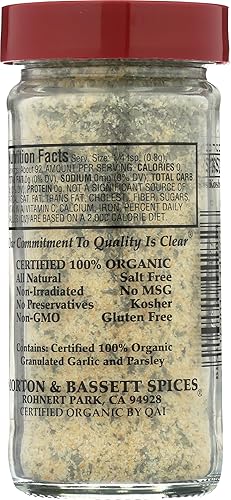 Miniatura 2 de Morton & Bassett 100% Organic Granulated Garlic with Parsley | Savory Blend for Seasoning & Cooking | Gluten Free, Salt Free, Non-GMO | 2.6 oz Jar