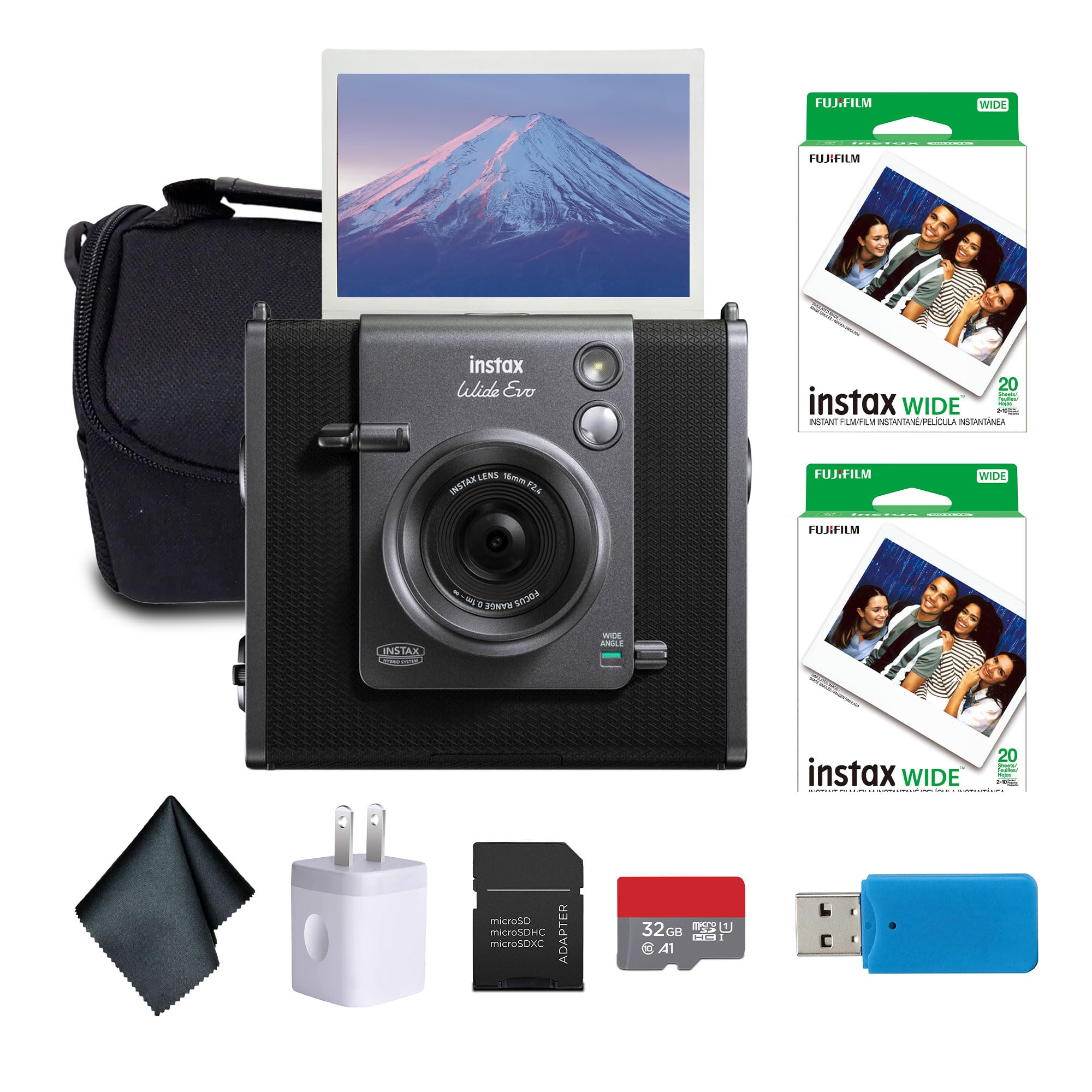 FUJIFILM INSTAX Wide Evo Instant Camera 40-Exposure Photo Bundle