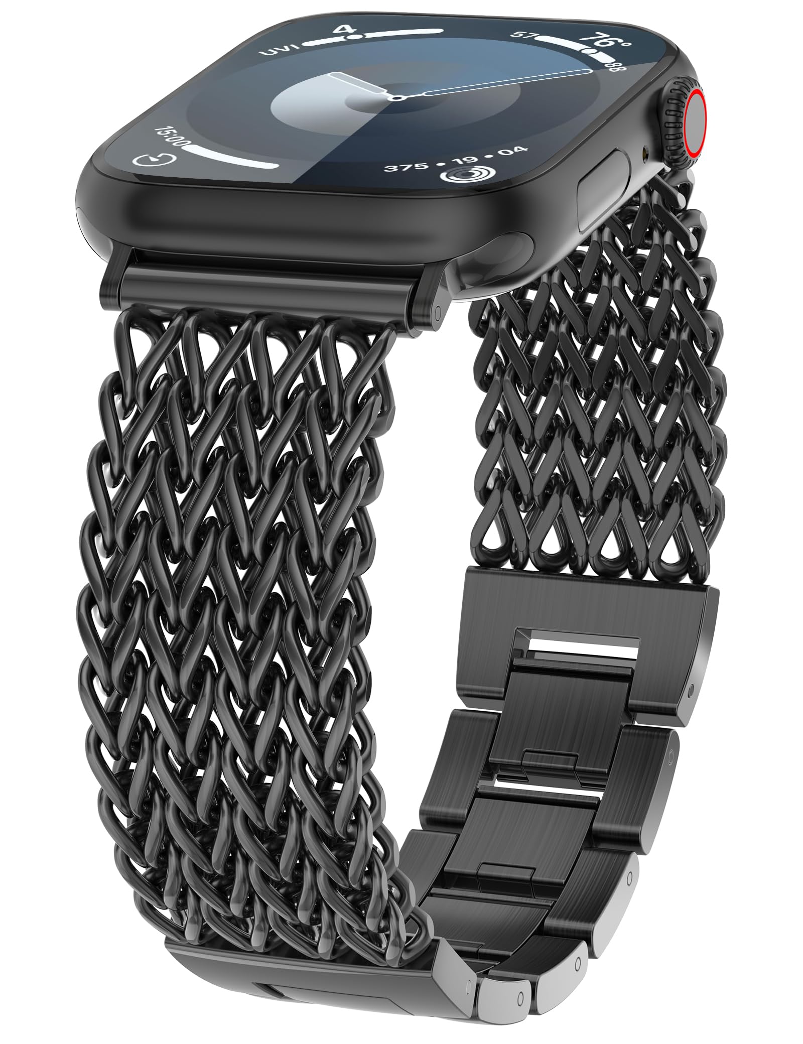 Minyee Compatible with Apple Watch Band 41/40/38/44/45/46/49/42mm Women, Dressy Stainless Steel Metal Chain Strap Designer Starlight Link Bracelet Wristband for iWatch Series 10 9 8 7 6 5 4 Ultra SE