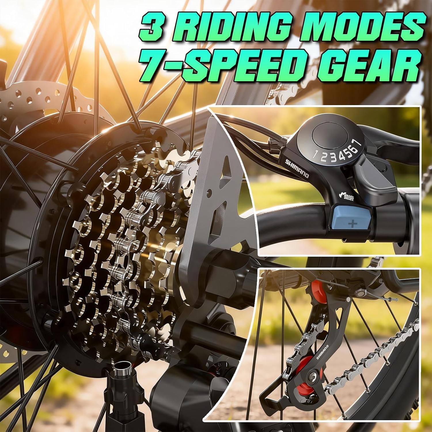 Electric Bike for Adults, 26" Commuter Ebikes with 7-Speed Gears, 25MPH Lightweight E Bike, 720W Peak Motor, 375Wh Removable Battery, 50 Miles Range, Electric Mountain Bicycle for All Terrain