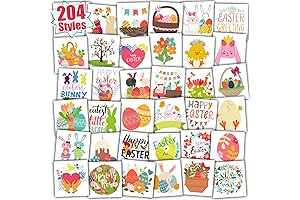 Partywind 204 pcs Easter Temporary Tattoos for Kids - Individually Wrapped Cut...
