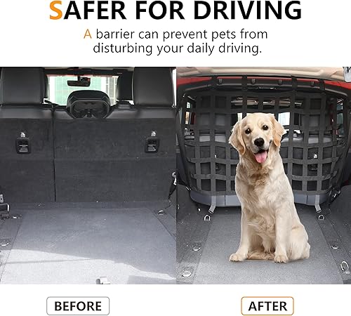 Miniatura 2 de Barrera de seguridad para perros para Jeep Wrangler JK JL 2007-2025, accesorios de 4 puertas, detrás del asiento trasero, fundas para perros y