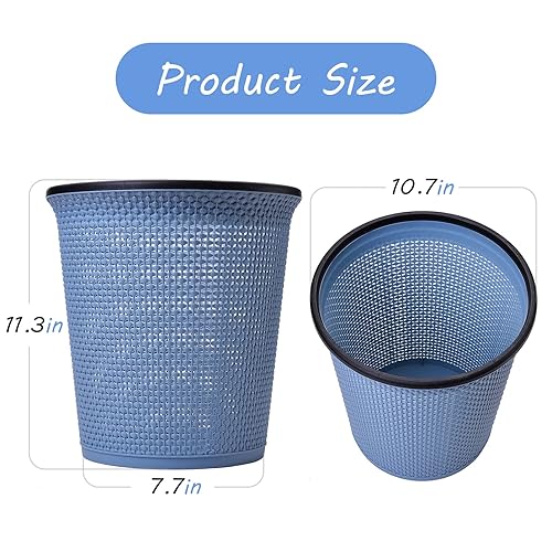 Miniatura 6 de Zuvo Cesta de papel de basura y cubo de basura en plástico, estilo ratán con un aspecto contemporáneo. Cubo de basura para cocina, hogar u oficina