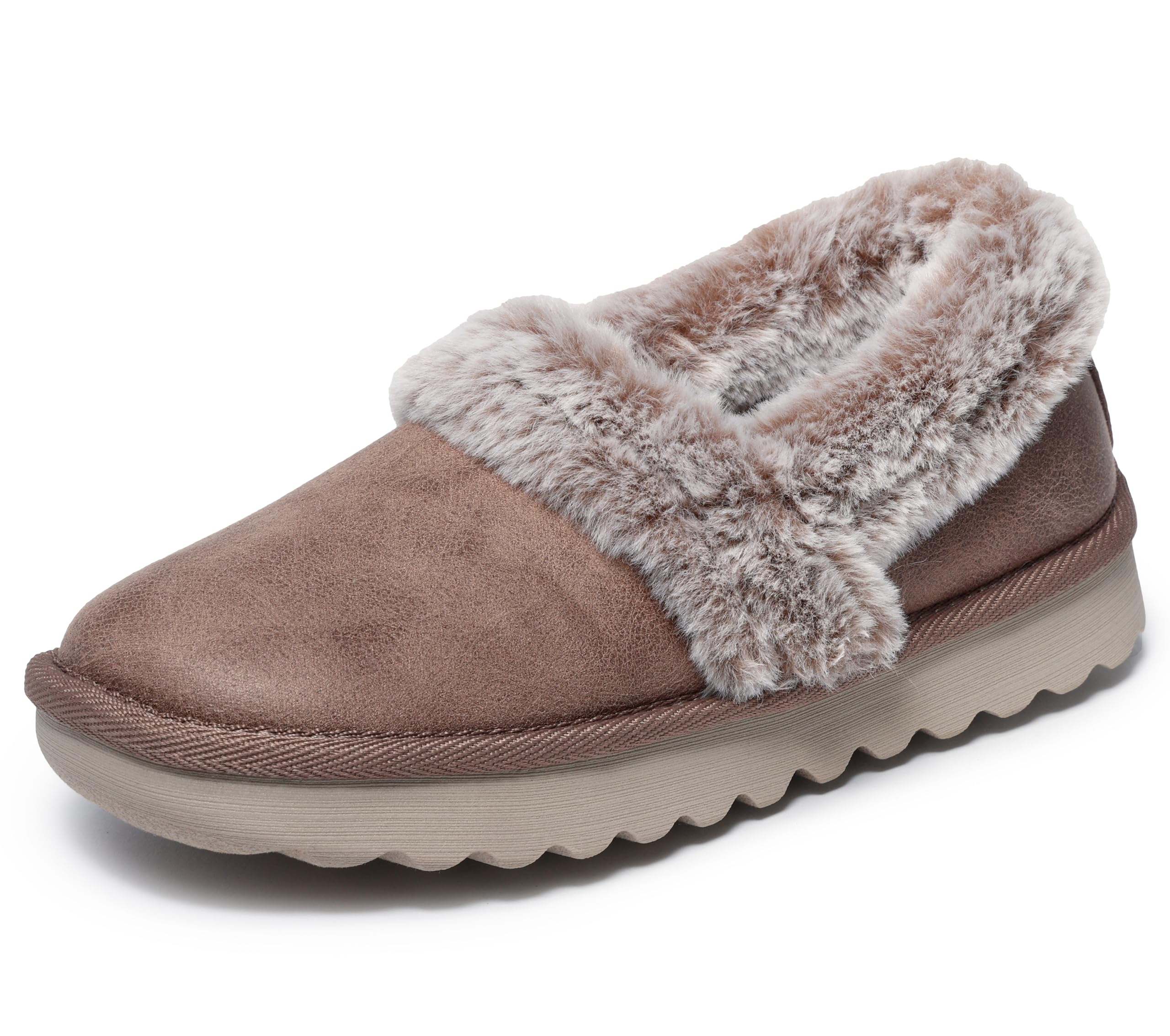 Skechers Women's Cozy Up Clogs and Mules, Taupe Microleather/Faux Fur, 6.5 UK