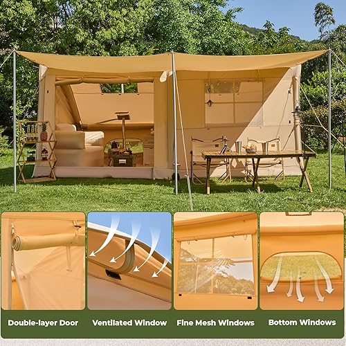 Miniatura 6 de YOLENY Inflatable Tents for Camping, 4681012 Person Blow Up Tent with TPU Skylight, Mesh Windows,Stove Jack & Pump, Easy Setup 4 Season Glamping