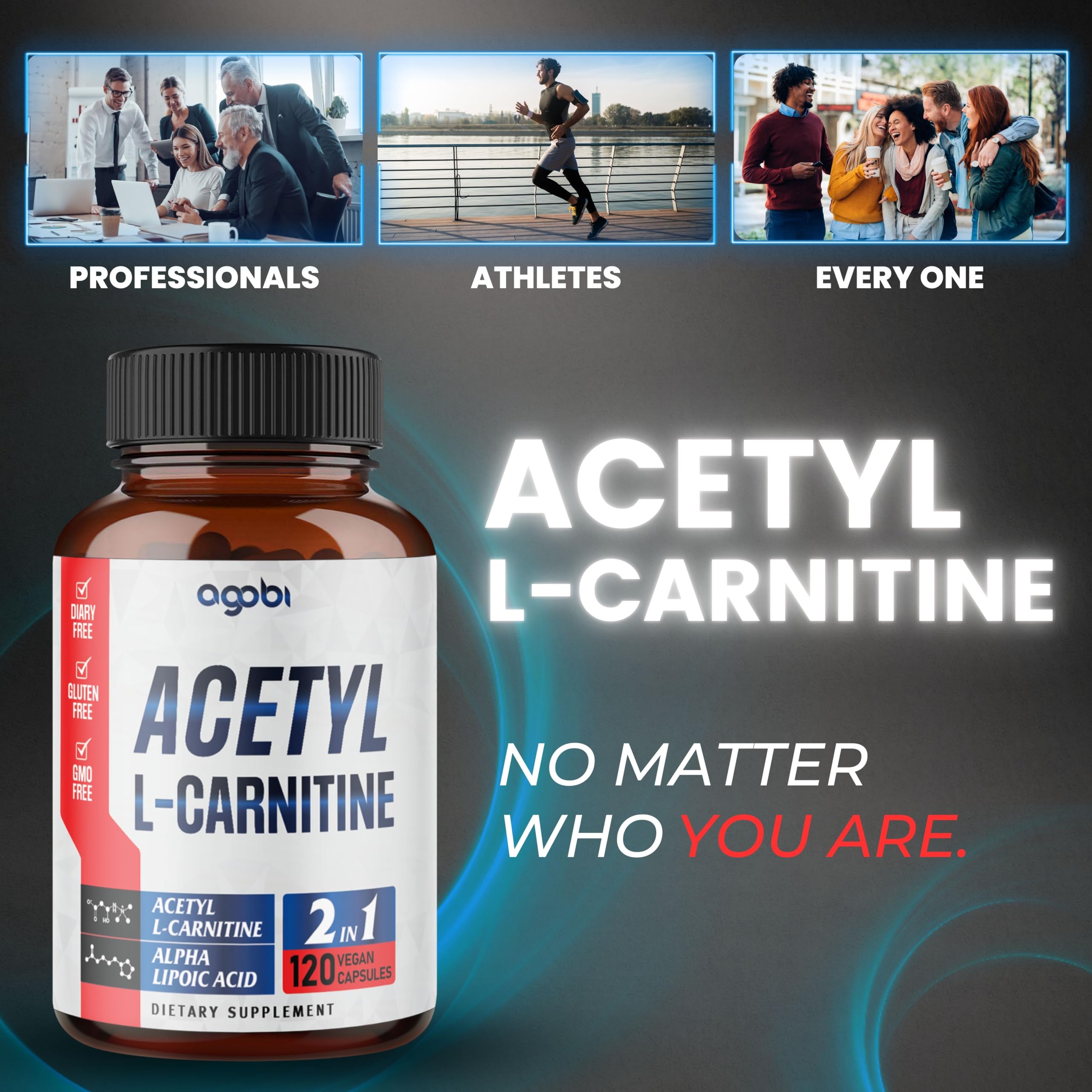 agobi Acetyl L-Carnitine & Alpha Lipoic Acid Complex 1500mg - Supplement for Brain Health, Memory, Focus & Mood Support - 120 Vegan Capsules for 2 Month Supply - Gluten-Free, Non-GMO — Amazon image 5