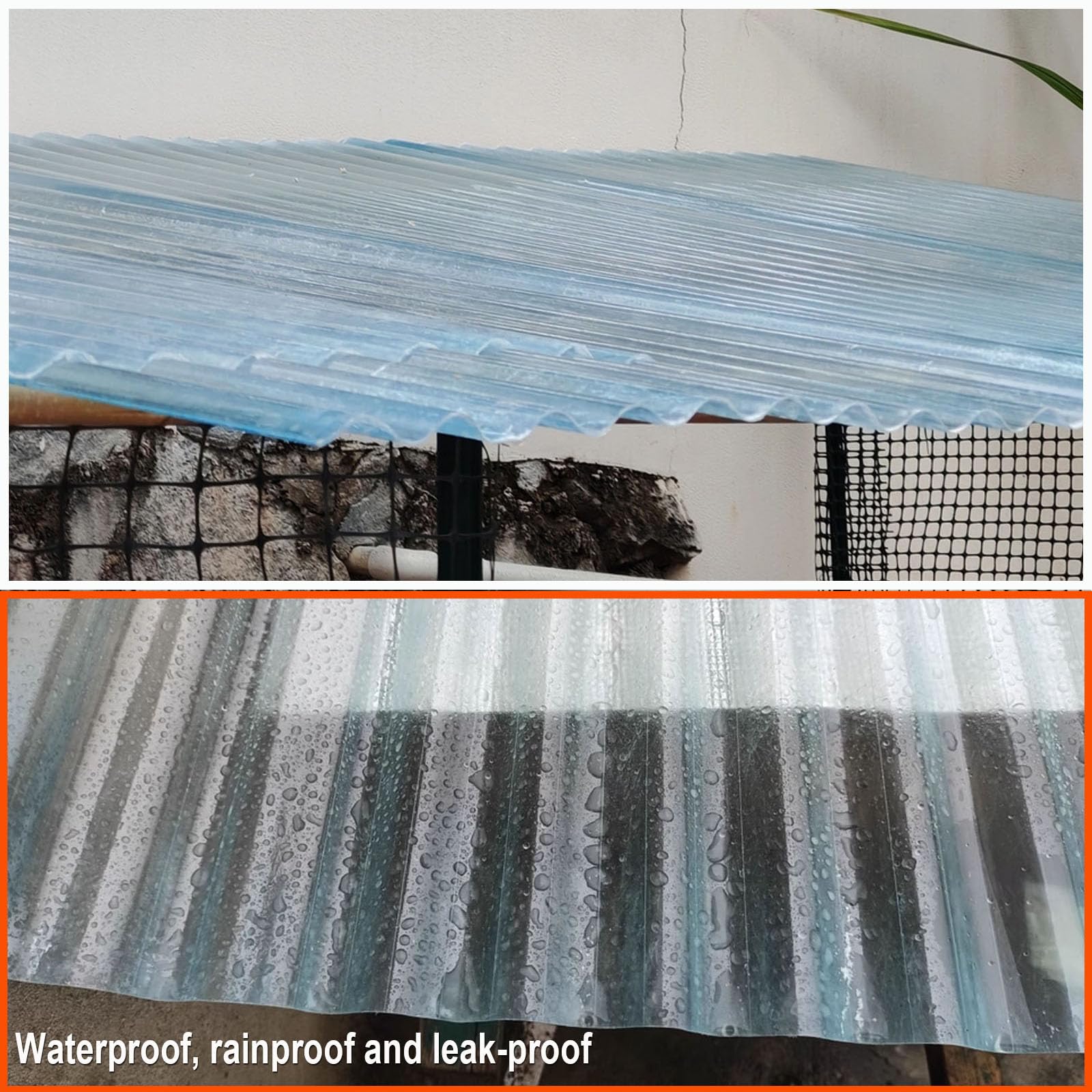 2mm Panel Para Tejado Transparente,Placa De Iluminación Natural FRP De Protección UV,Paneles Para Tejado Resistentes Al Impacto,Hojas De Techo Corrugado,Garaje Corrugado (0.9×1.4m,1pcs)