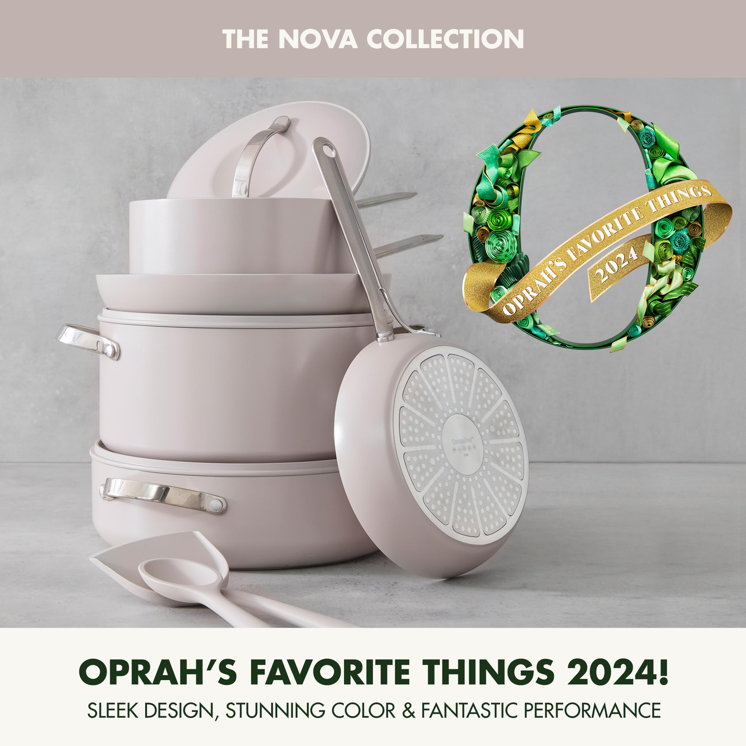 GreenPan Nova 10-Piece Cookware Set (Oprah's Favorite 2024) - PFAS-Free Ceramic Nonstick, Induction Ready