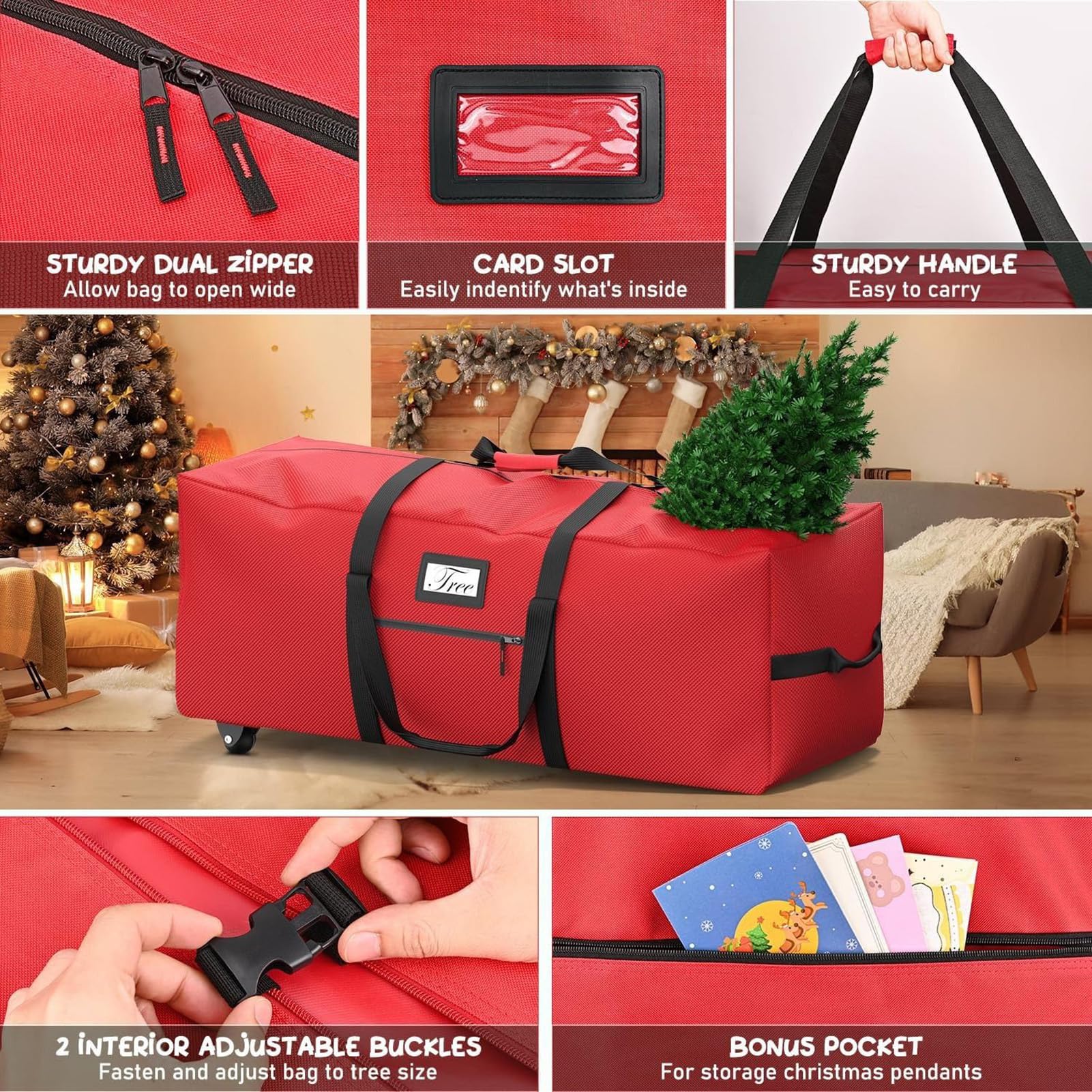 Per Albero Di Natale Borsa Resistente Strappo Per Decorazioni Natalizie | Borsa Albero Di Natale Con Ruote Per Esterno Cucina Camera Da Soggiorno Garage Trasloco Imballaggio