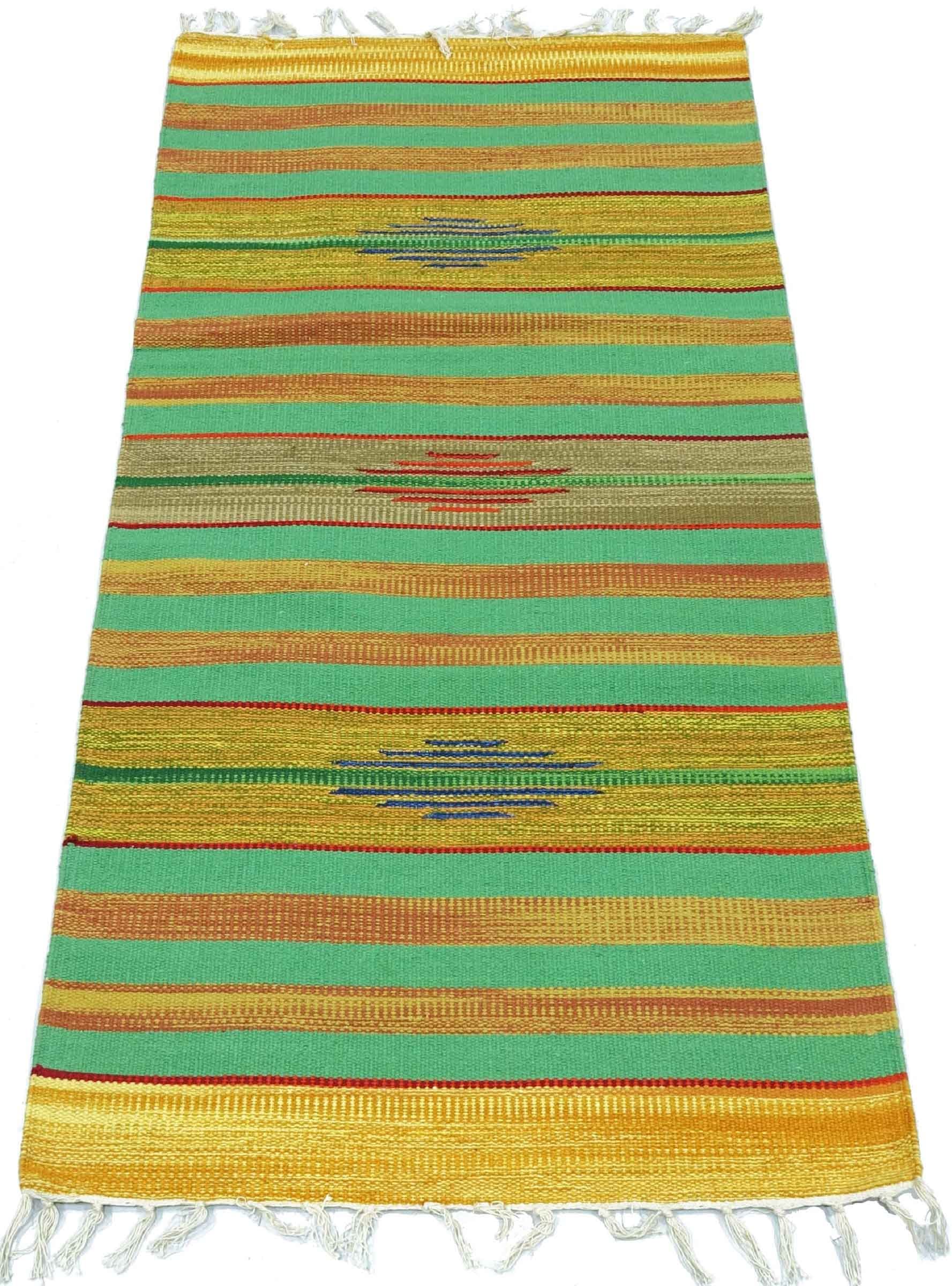 Knallbunter Kelim Teppich 60x120 Handgewebt Mehrfarbig Gestreift Handarbeit 13
