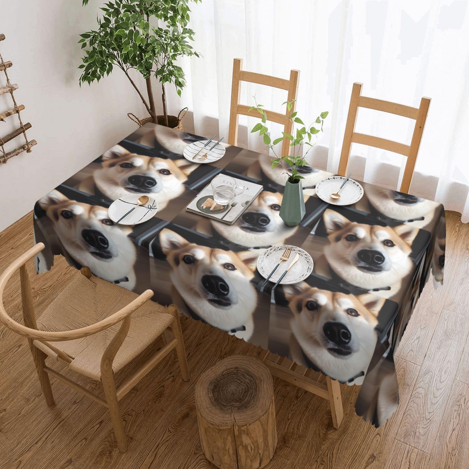 Nappe lavable photo de chien PEIXEN d&eacute;coration de table rectangulaire anti-plis
