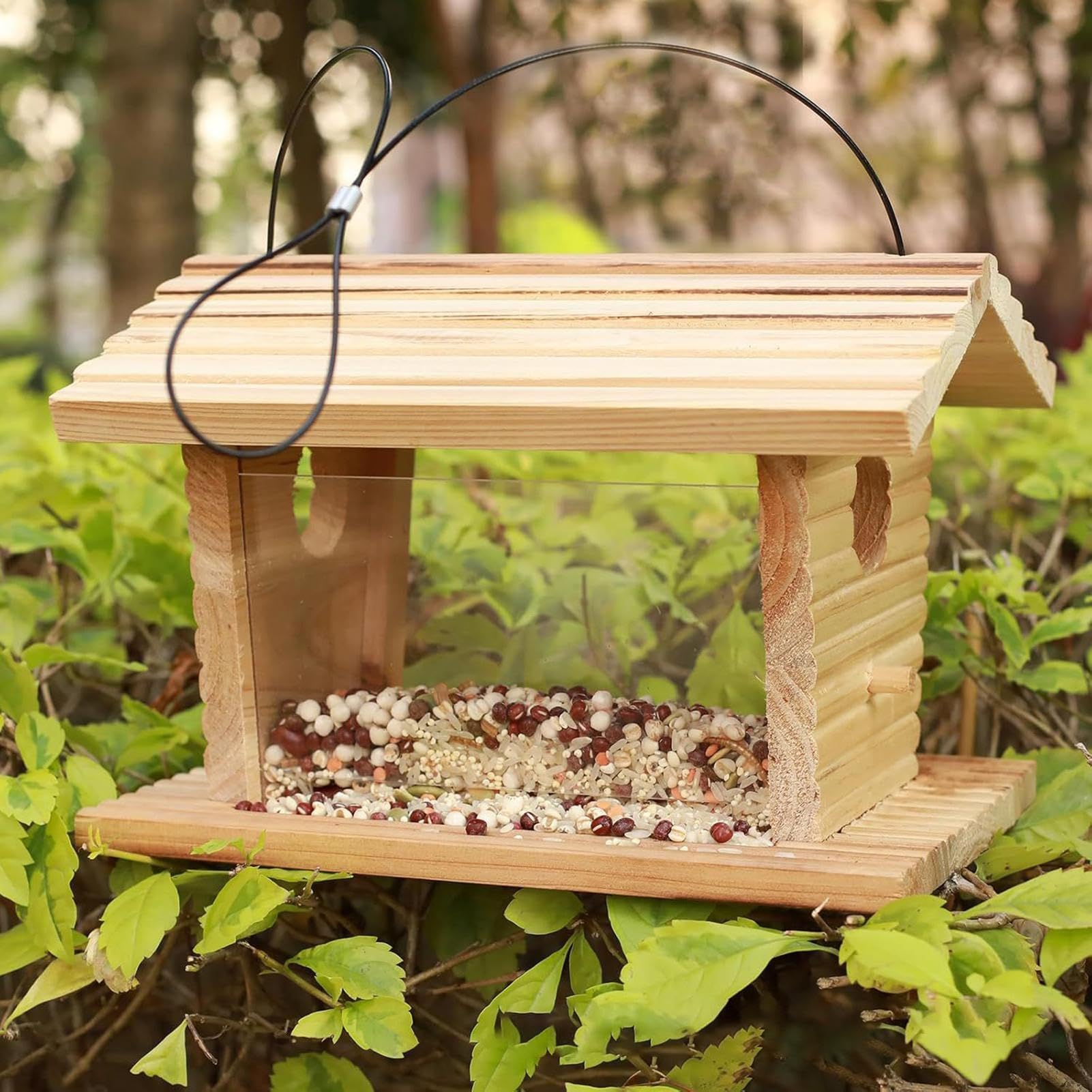 Mangiatoia per Uccelli Decorazione da Giardino Rustica Resistente alle | Casetta Porta Cibo per Uccelli per Giardino Terrazzo Cortile Fringuelli