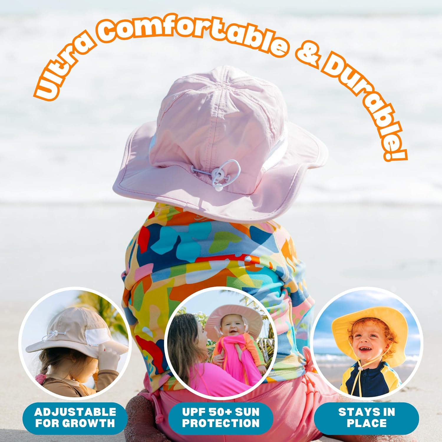 SwimZip Wide Brim Sun Hat | UPF 50+ Protection for Baby, Toddler, and Kids - Image 6