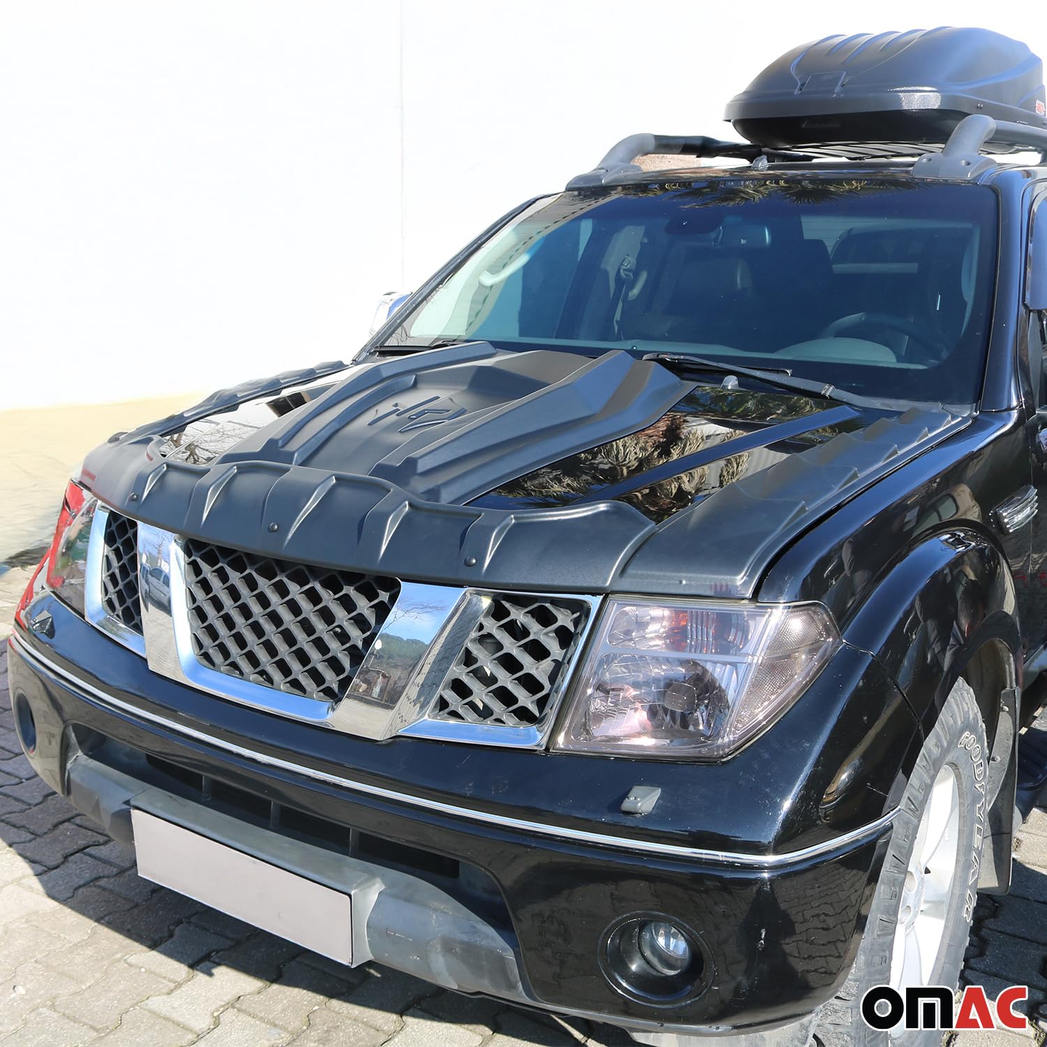 Déflecteur de Capot Compatible avec Nissan Navara PK 2006-2015 3Pc Noir modèle en ABS