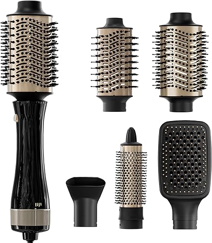 SAVSOW Juego de cepillos para secador de pelo, 5 en 1, cepillo secador de aire caliente desmontable con cepillo ovalado, cepillo redondo y cepillo