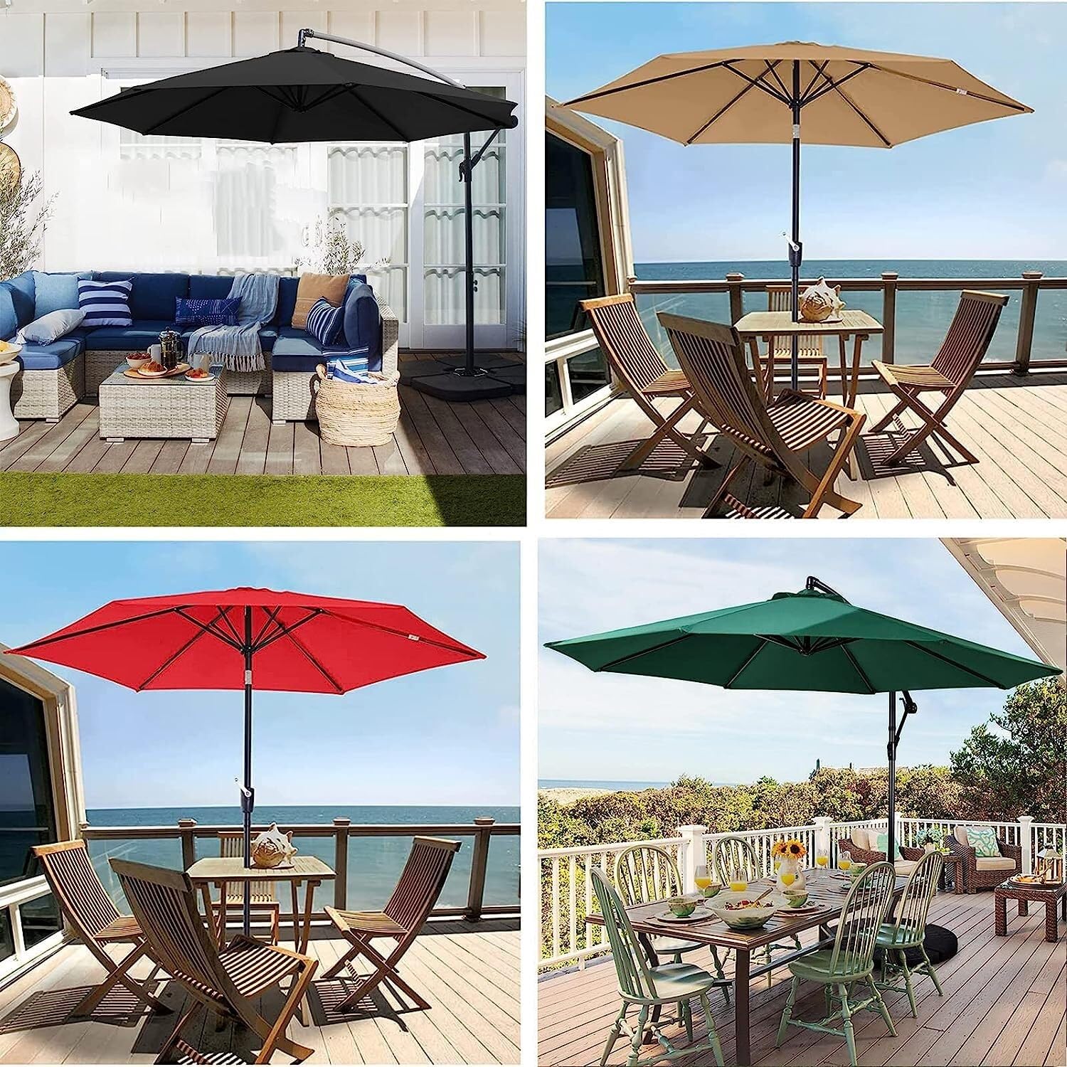Canvas Patio Umbrella Replacement 8 Ribs/6 Ribs Canopy, Waterproof Anti-Ultraviolet Umbrella Replacement Fabric for Banana Umbrella Middle Column Umbrella in Garden, Patio Or Sand (Color : E, Size Patio, Lawn