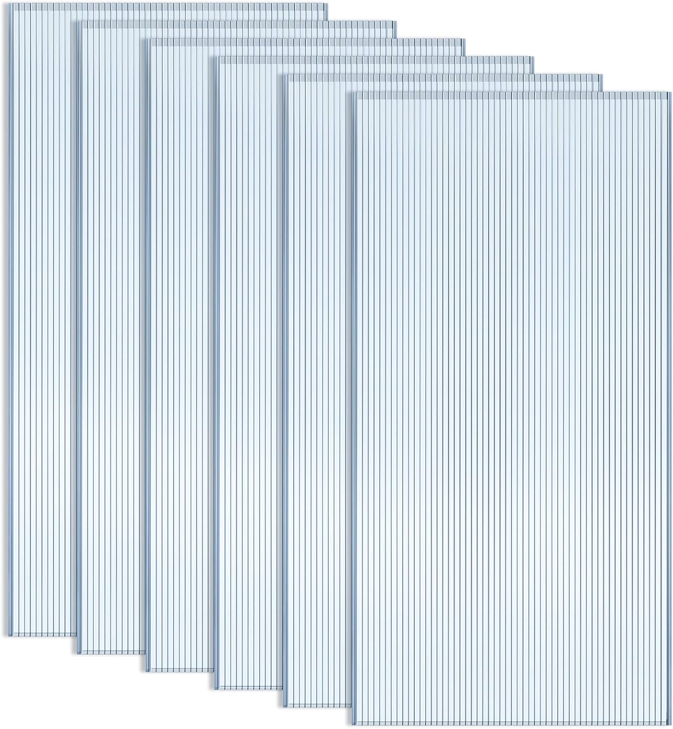 Hotop 6 Pcs Polycarbonate Greenhouse Panels Double Layer Polycarbonate Panels Waterproof UV Protected Sheet Corrugated Plastic Roof Greenhouse Replacement Cover (4' X 2' X 0.24") 6 4' X 2' X 0.24"