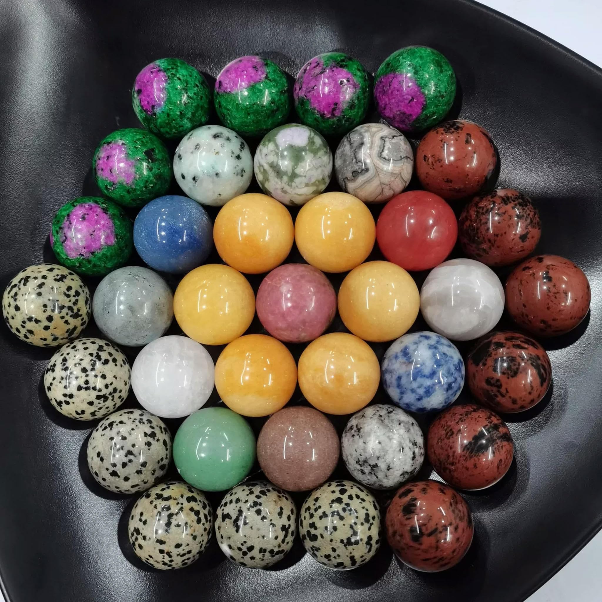 Lot de 20 pierres précieuses naturelles sphère de roche 25 mm boules en cristal idée cadeau