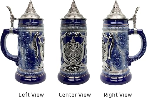 Miniatura 4 de Essence of Europe Gifts OktoberfestHaus - Taza de cerveza alemana de Adler (águila) de 0,6 litros, para hombre, color azul cobalto, cerveza,